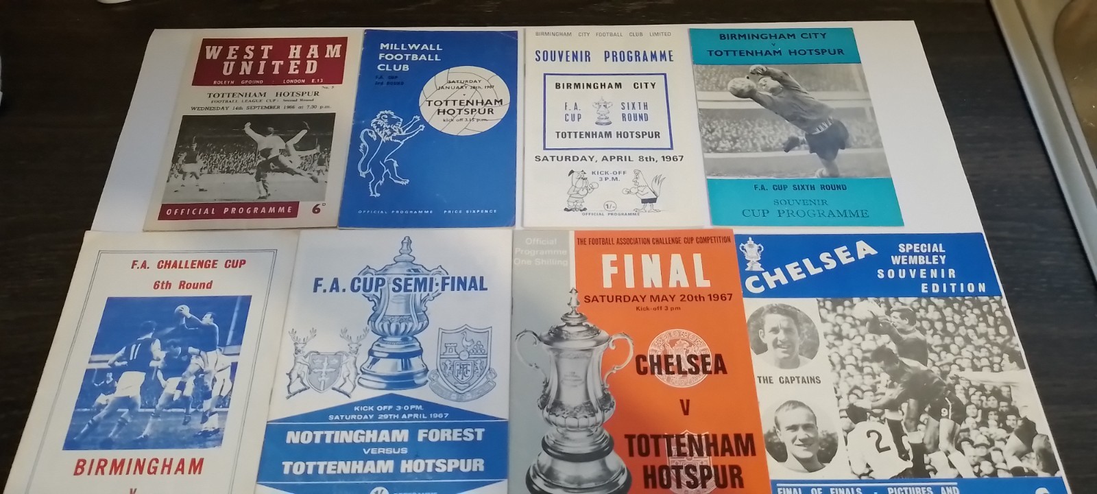 QTY. 8 x 1966-1967 TOTTENHAM / SPURS FA CUP & LEAGUE CUP AWAY PROGRAMMES for sale on Ebay