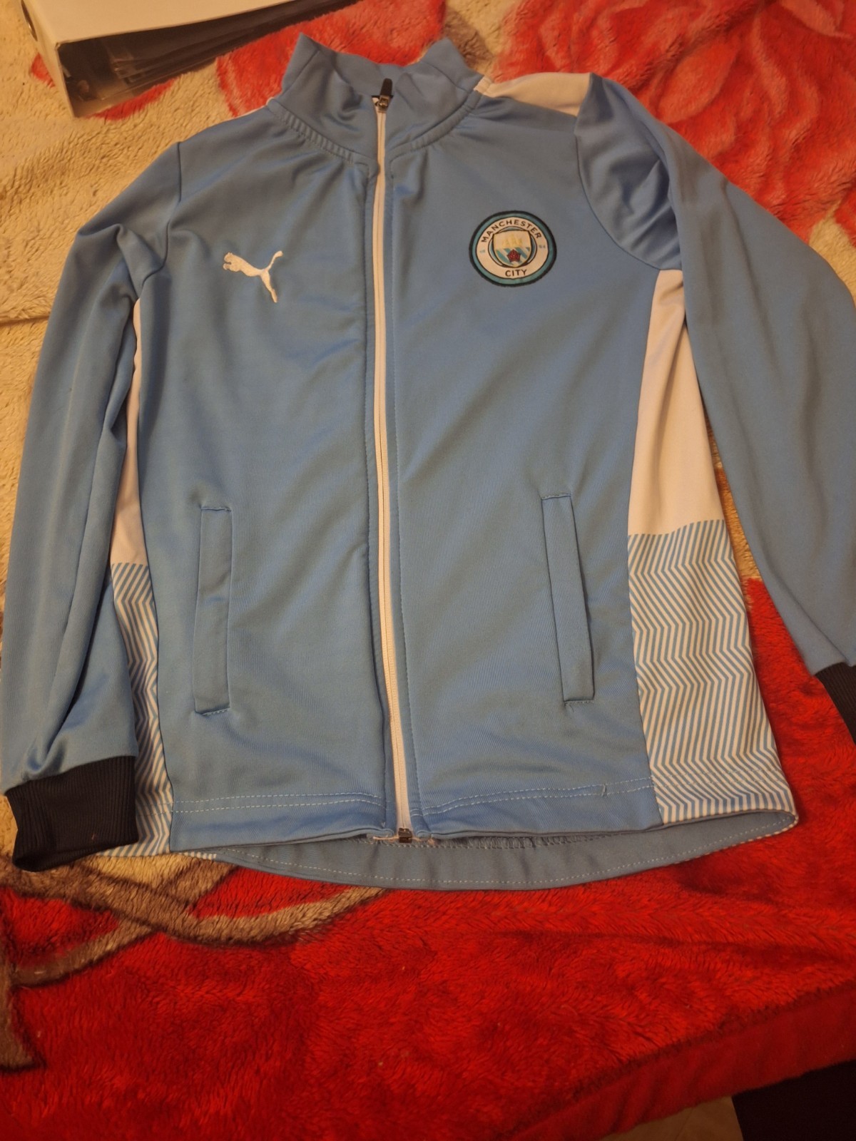 manchester city   blue zip up tracksuit top  10=12 years for sale on Ebay