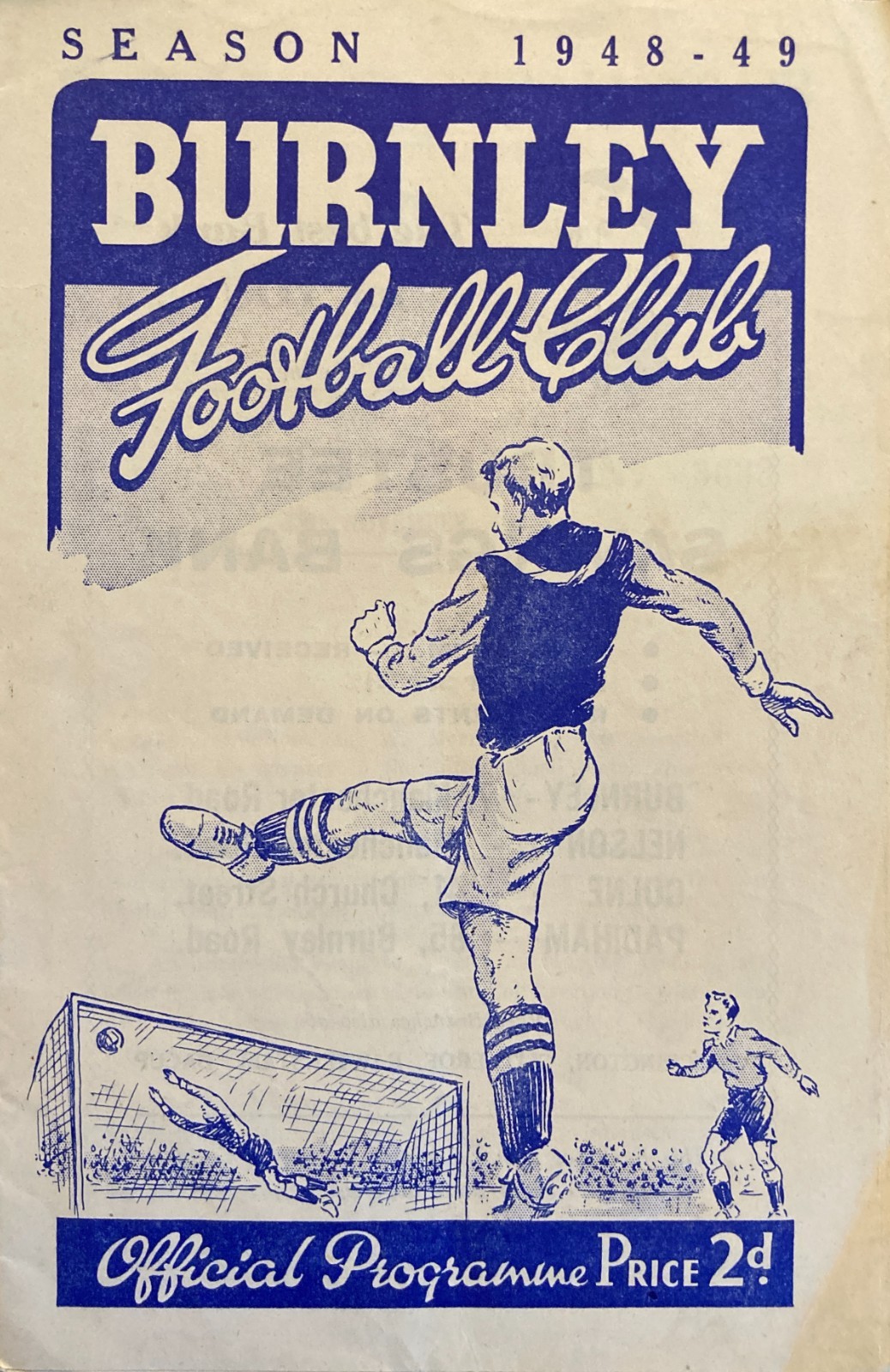 Burnley v Sunderland Div 1 1948/49 for sale on Ebay