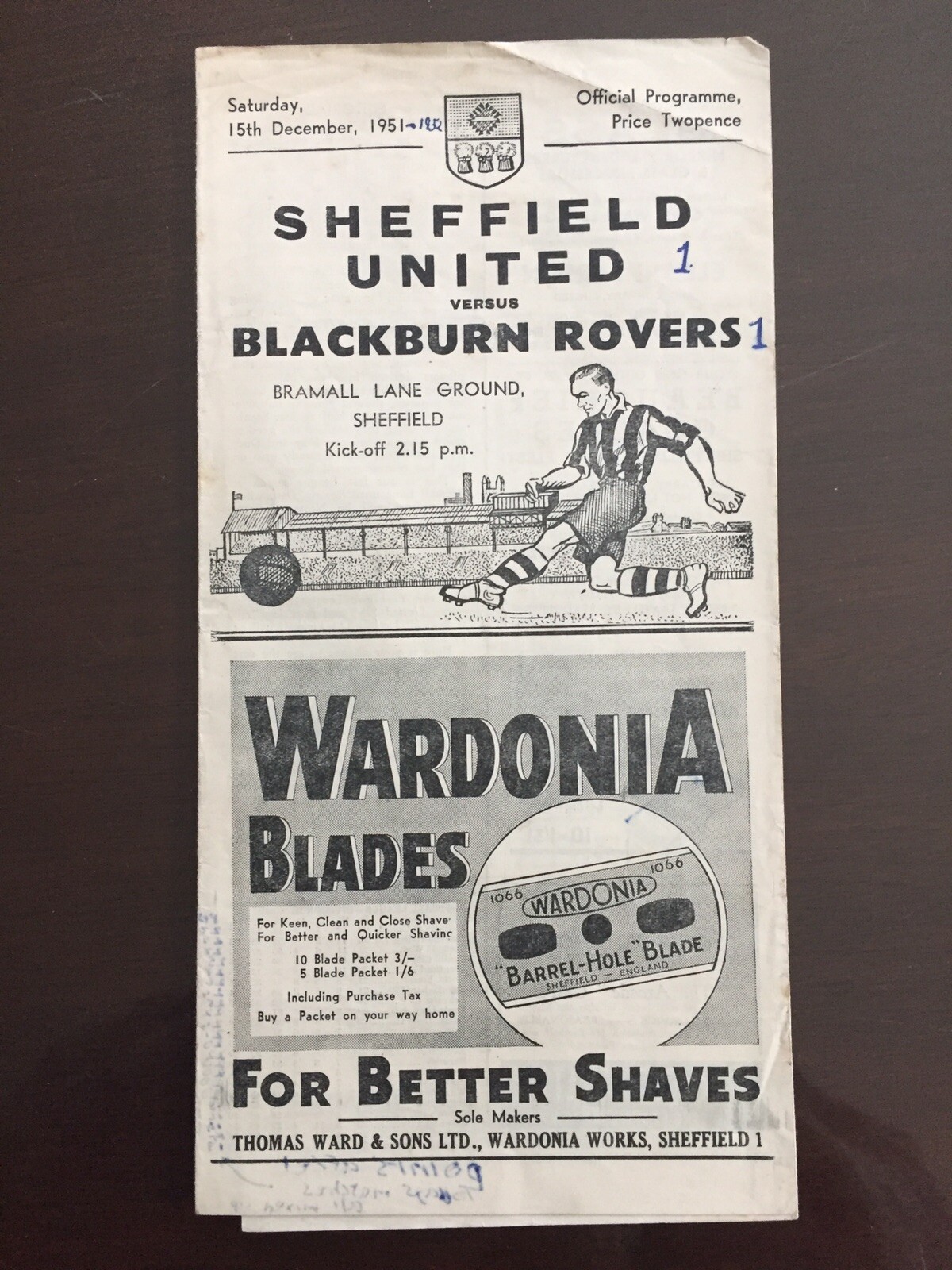 sheffield united football programme V Blackburn 15/12/1951 As Photos for sale on Ebay