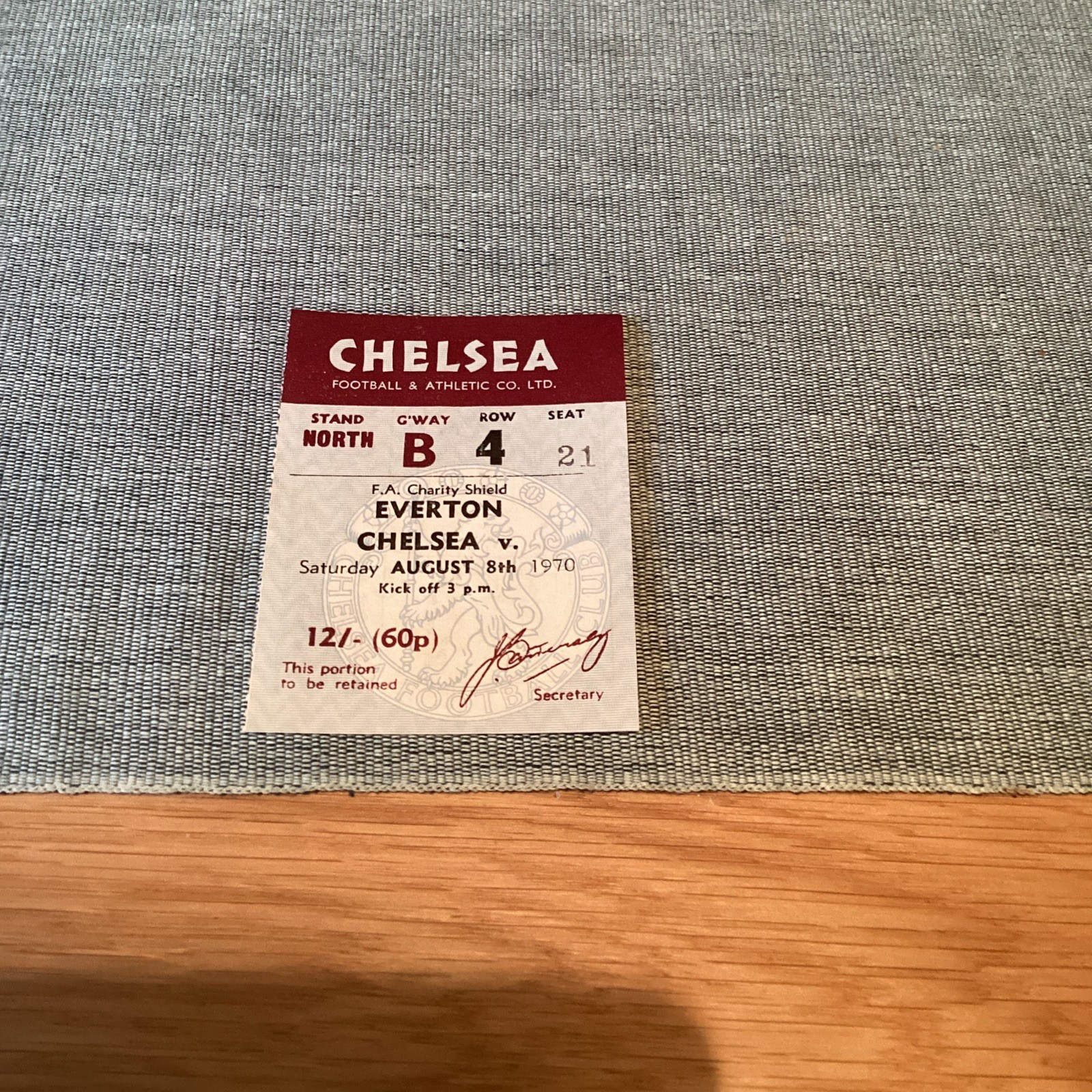 1970 Chelsea v Everton. Charity shield Match ticket. for sale on Ebay