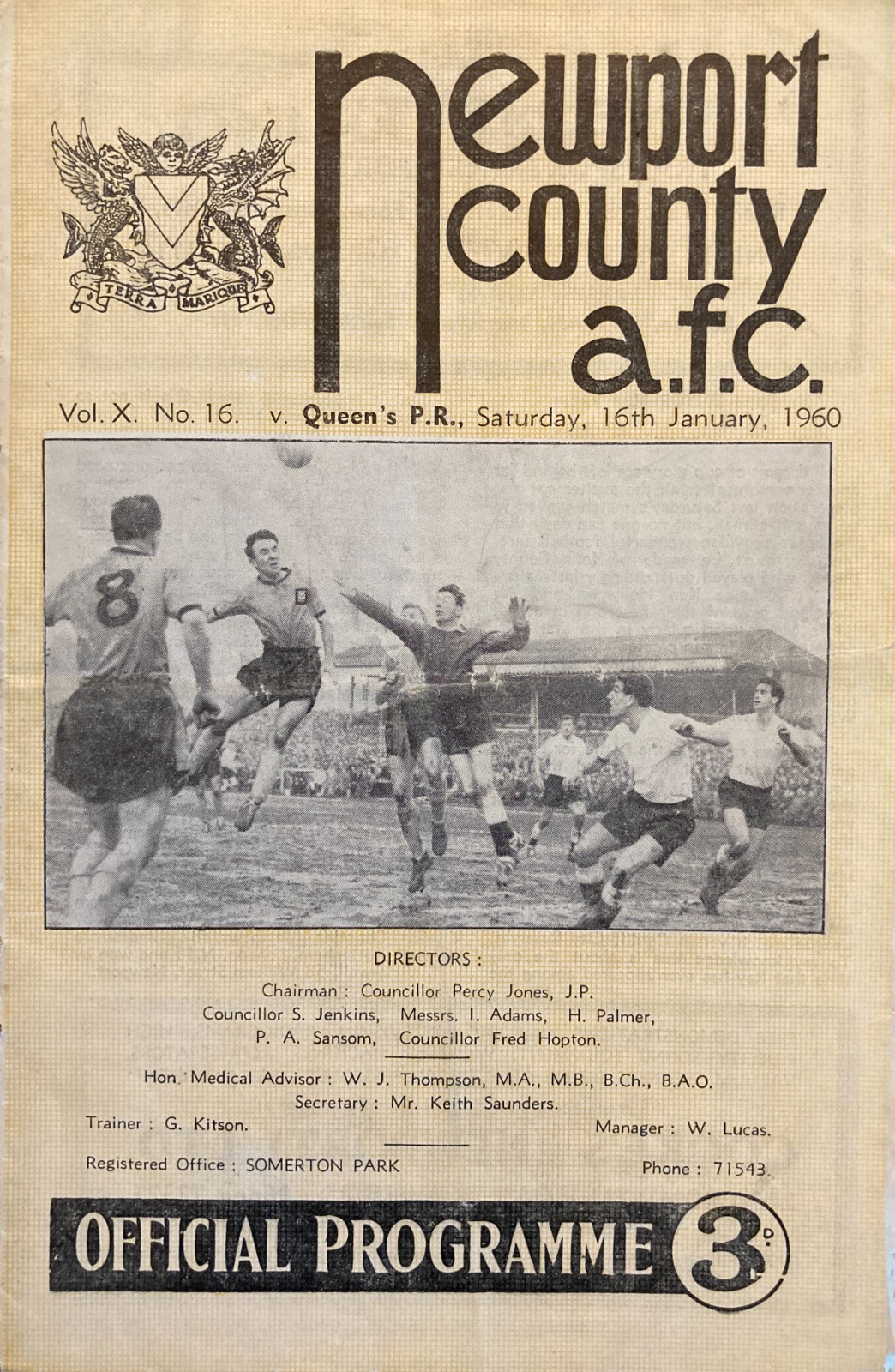 Newport County v Queens Park Rangers Div 3 1959/60 for sale on Ebay