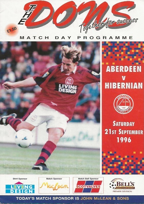 Aberdeen v Hibernian Scottish Premier League 21st September 1996 for sale on Ebay
