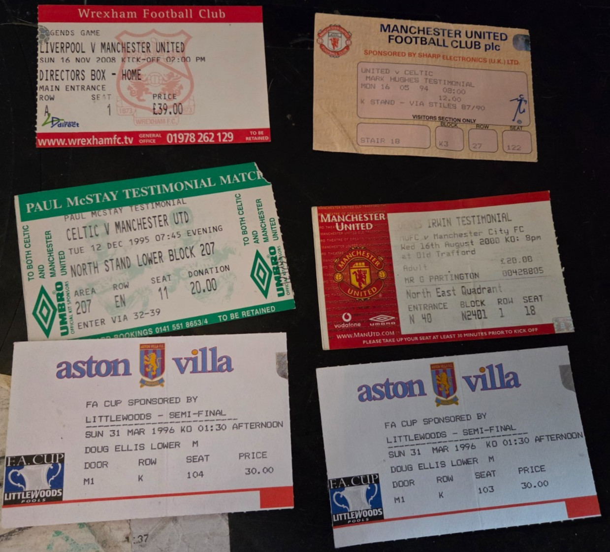 Selection of 6 Manchester United Match Tickets for sale on Ebay