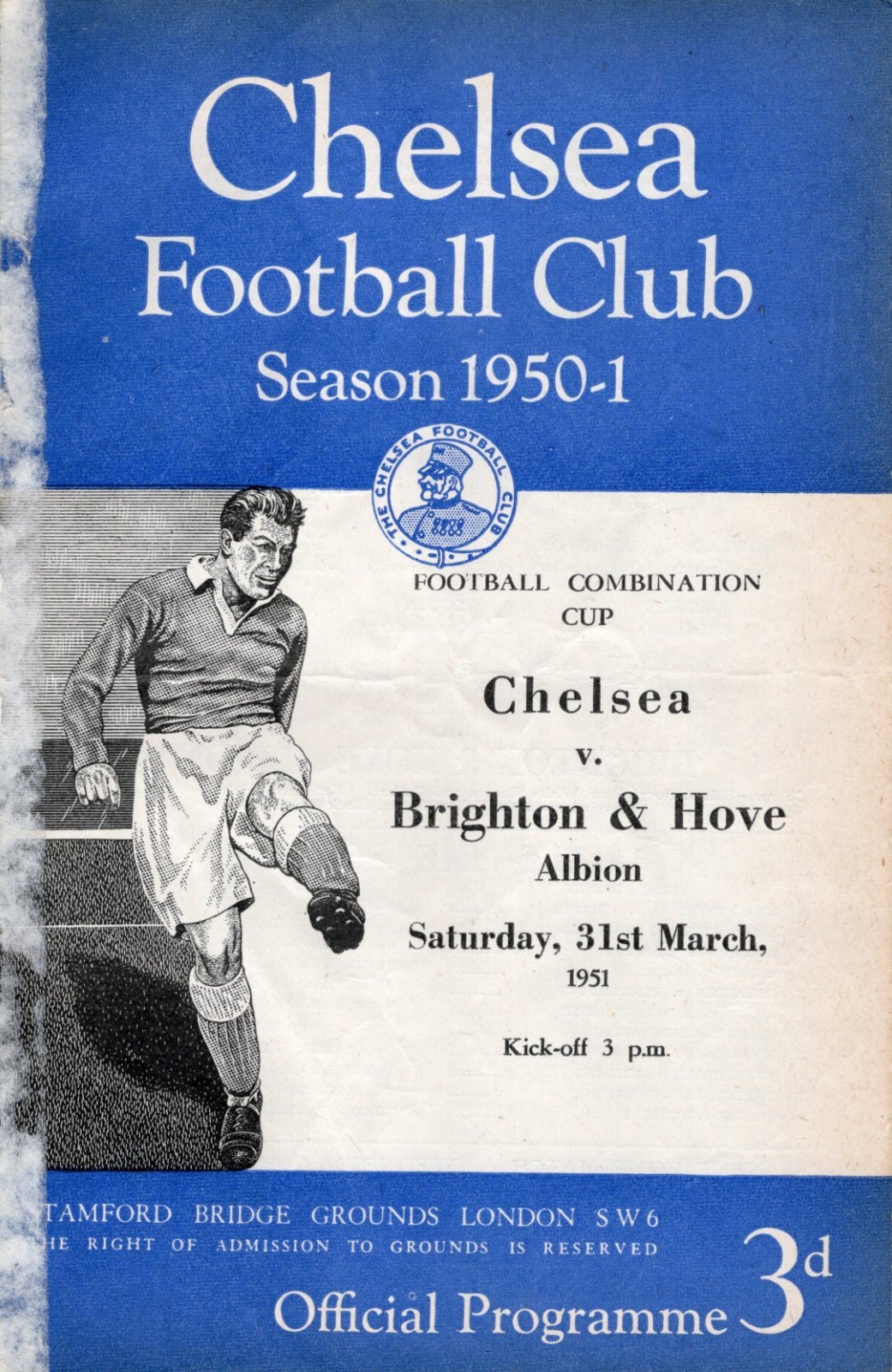 Chelsea Reserves v Brighton & Hove Albion Reserves 1950/51 Cup  4 Page programme for sale on Ebay