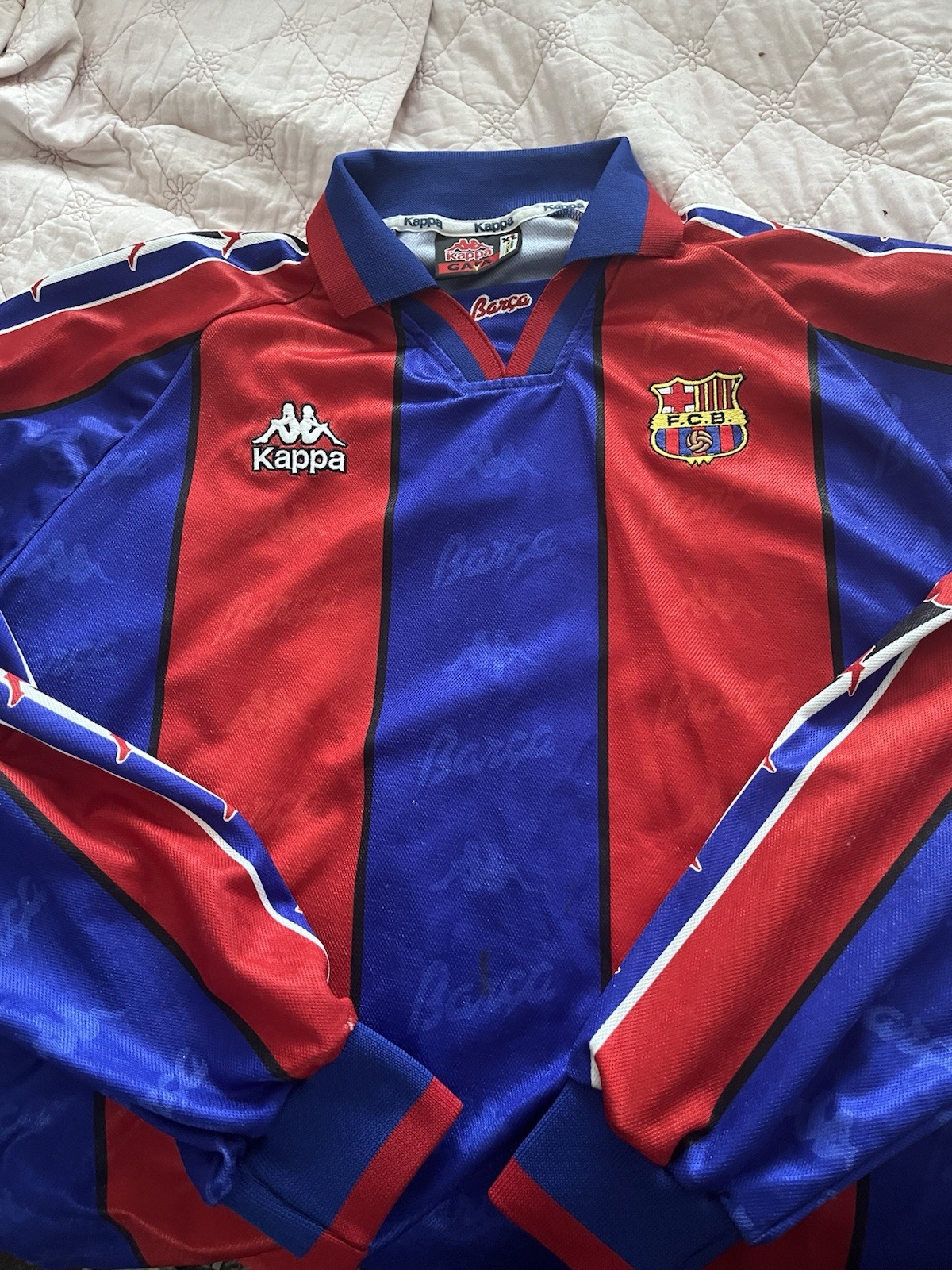 Rare Original Vintage Long Sleeved Barcelona 95-97 Football Shirt Cruyff On Back for sale on Ebay