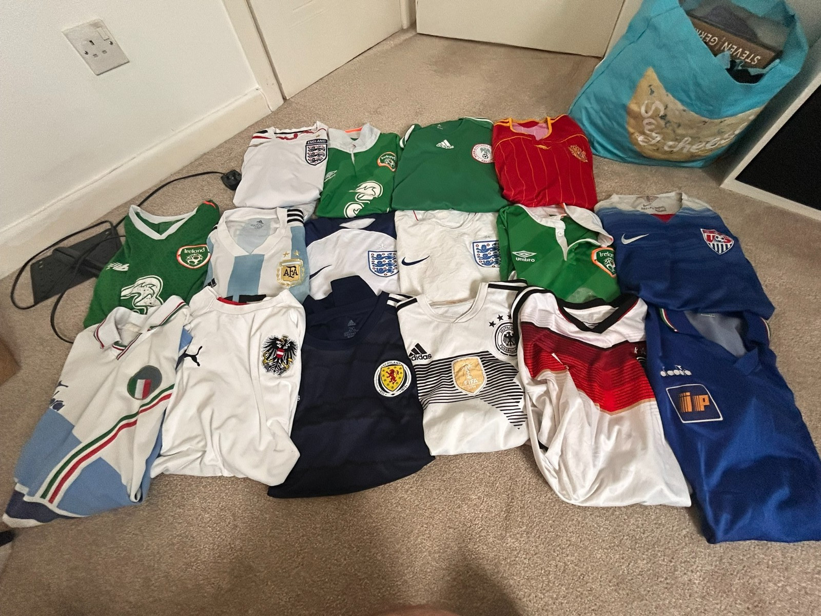 DAMAGED NATIONAL TEAM X16 FOOTBALL SHIRT HAUL BUNDLE JOBLOT for sale on Ebay