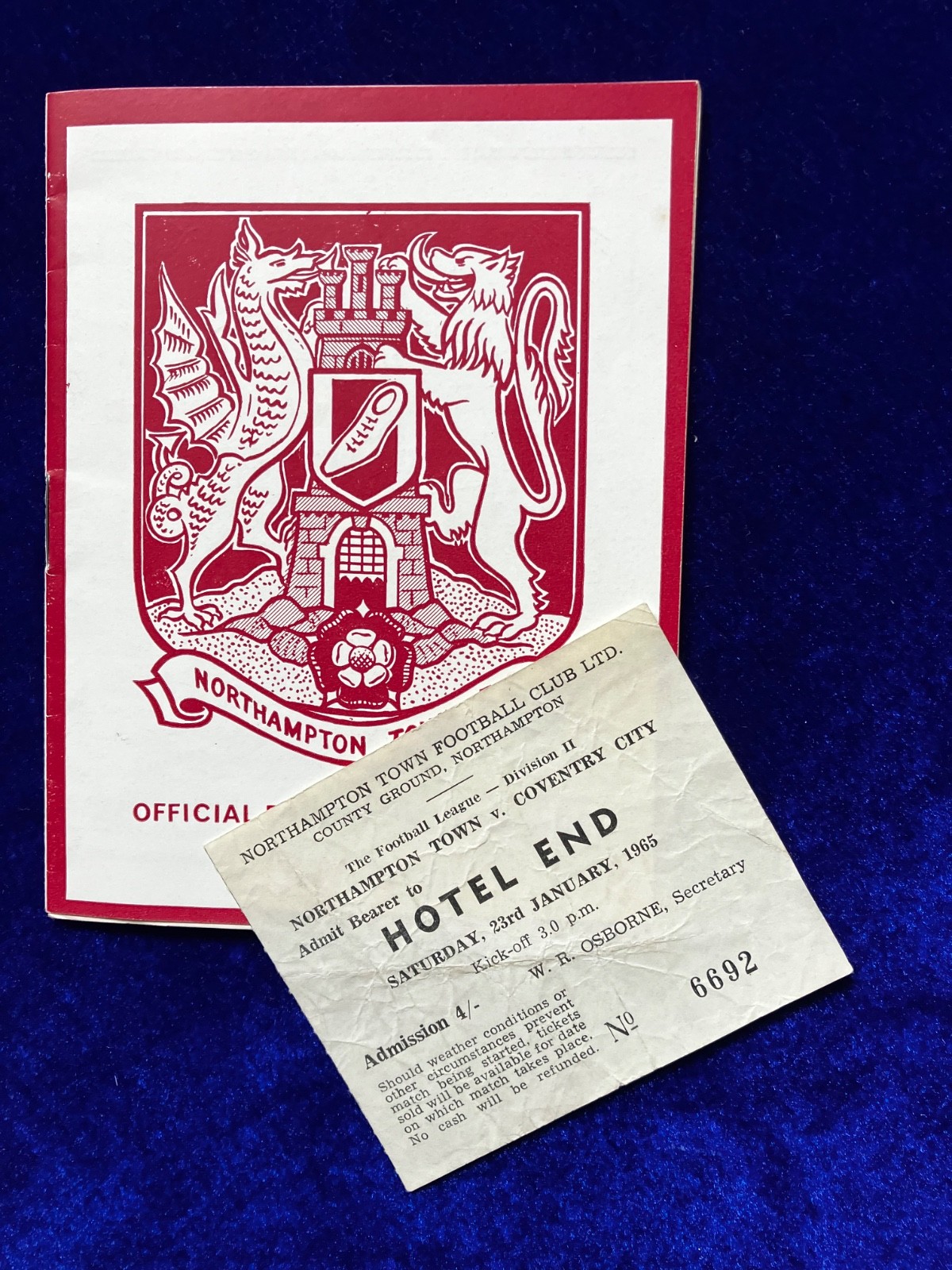 Ticket & Programme for Northampton Town v. Coventry City LD2 Jan 1965 for sale on Ebay
