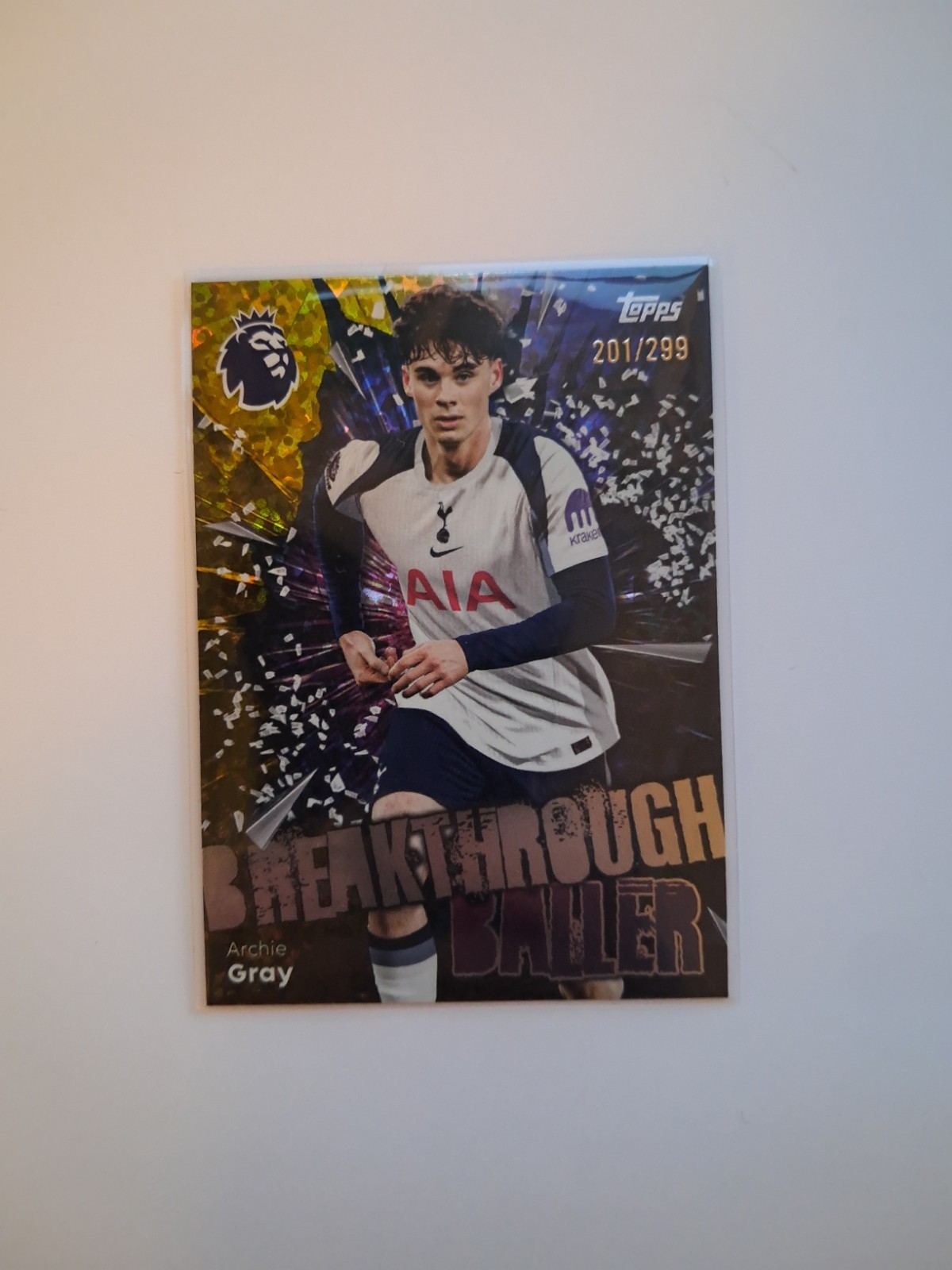 topps premier league 25/26 Breakthrough baller Tottenham Archie Gray #201/299 for sale on Ebay