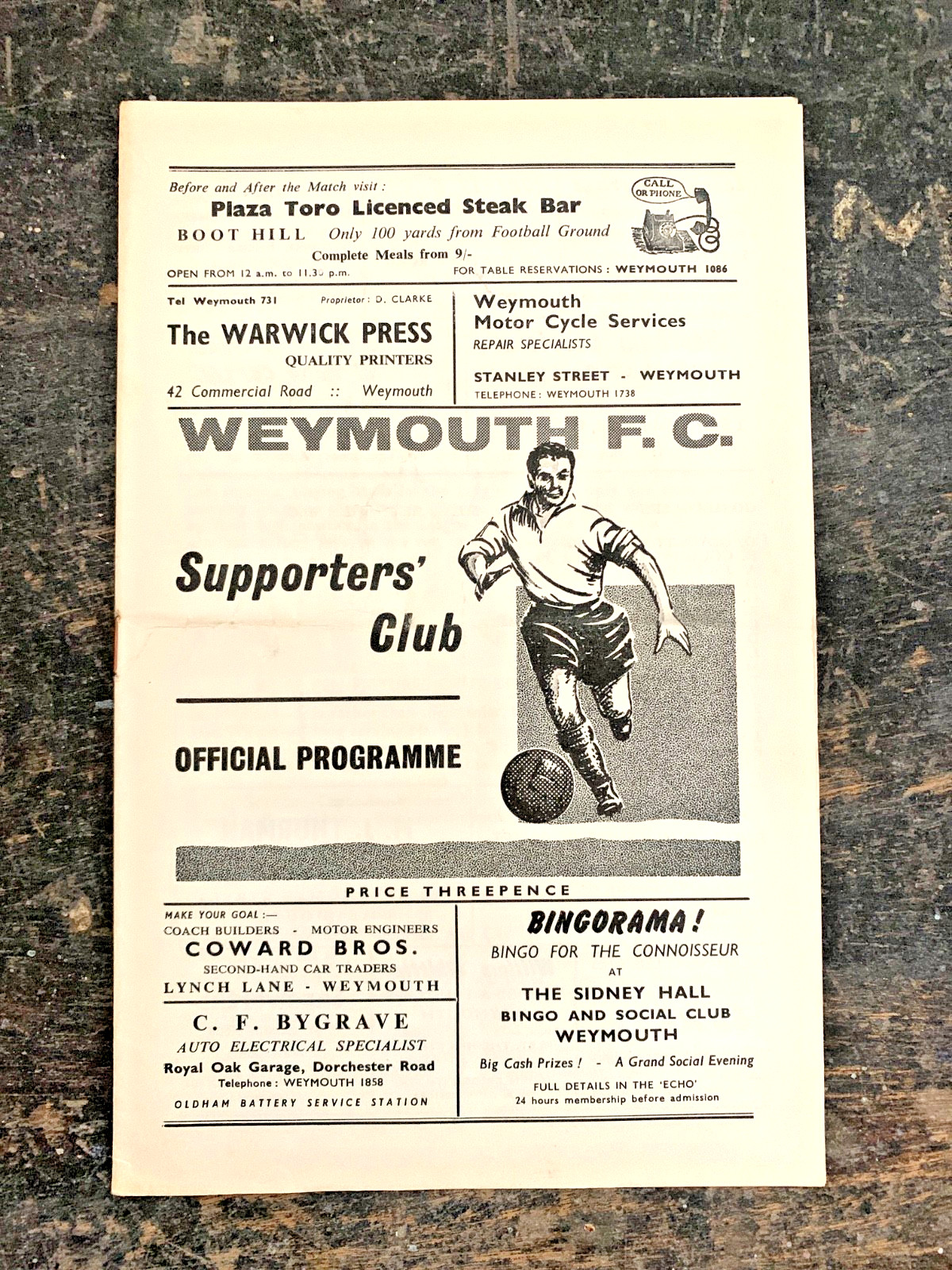WEYMOUTH v PORTSMOUTH----1965/66----FRIENDLY----FOOTBALL PROGRAMME for sale on Ebay