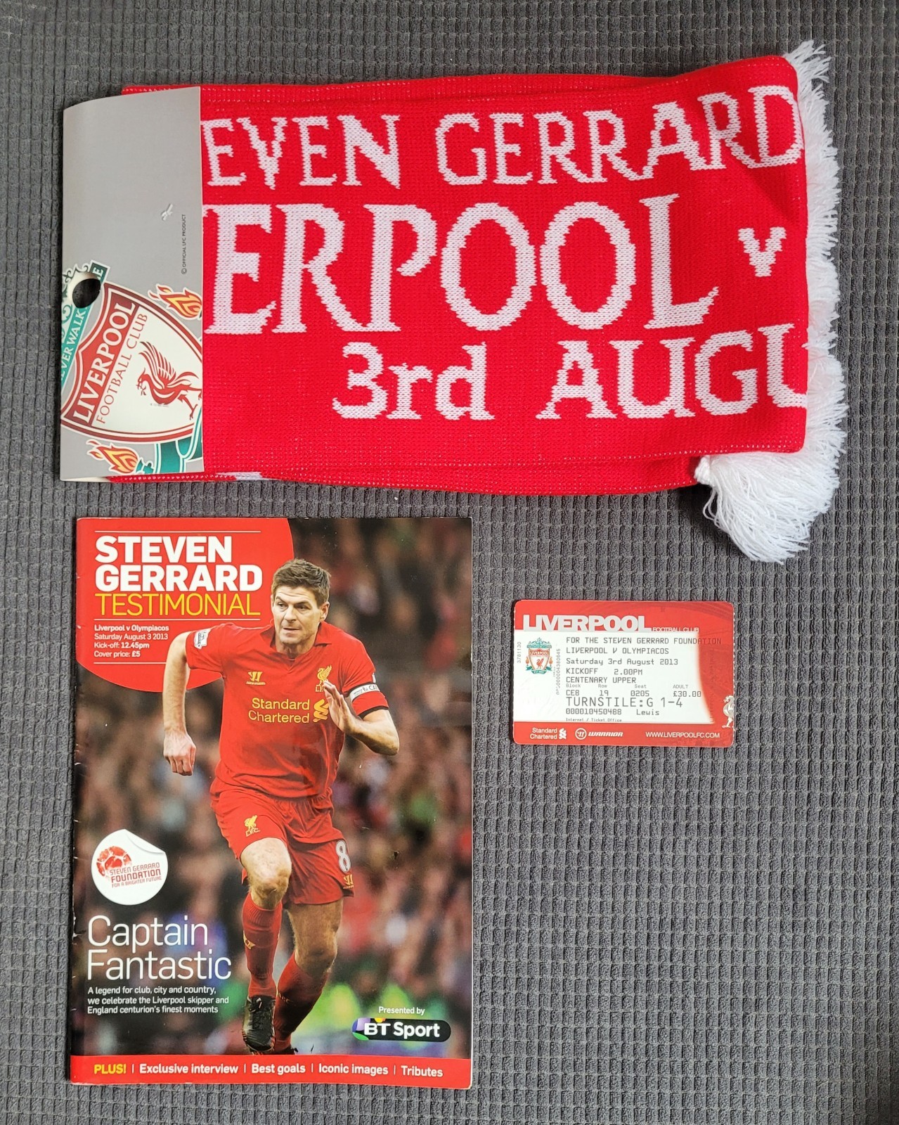 Liverpool FC Legend Steven Gerrard 2013 Testimonial Programme + Scarf And Ticket for sale on Ebay
