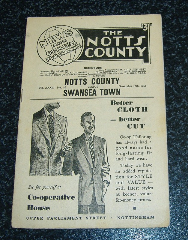 Notts County v Swansea 1956/57 for sale on Ebay