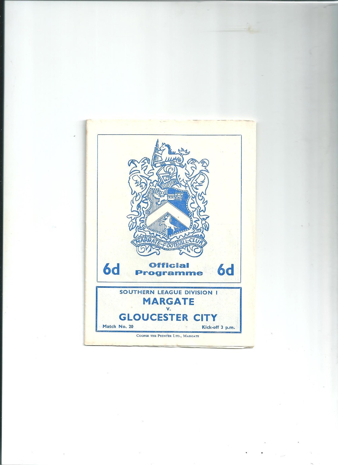 MARGATE v GLOUCESTER 1966-67 for sale on Ebay