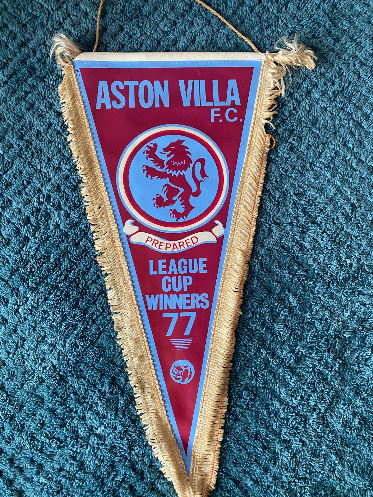 1980's Pennant - Aston Villa - League Cup Winners 1977  (34 x 22 cm) for sale on Ebay