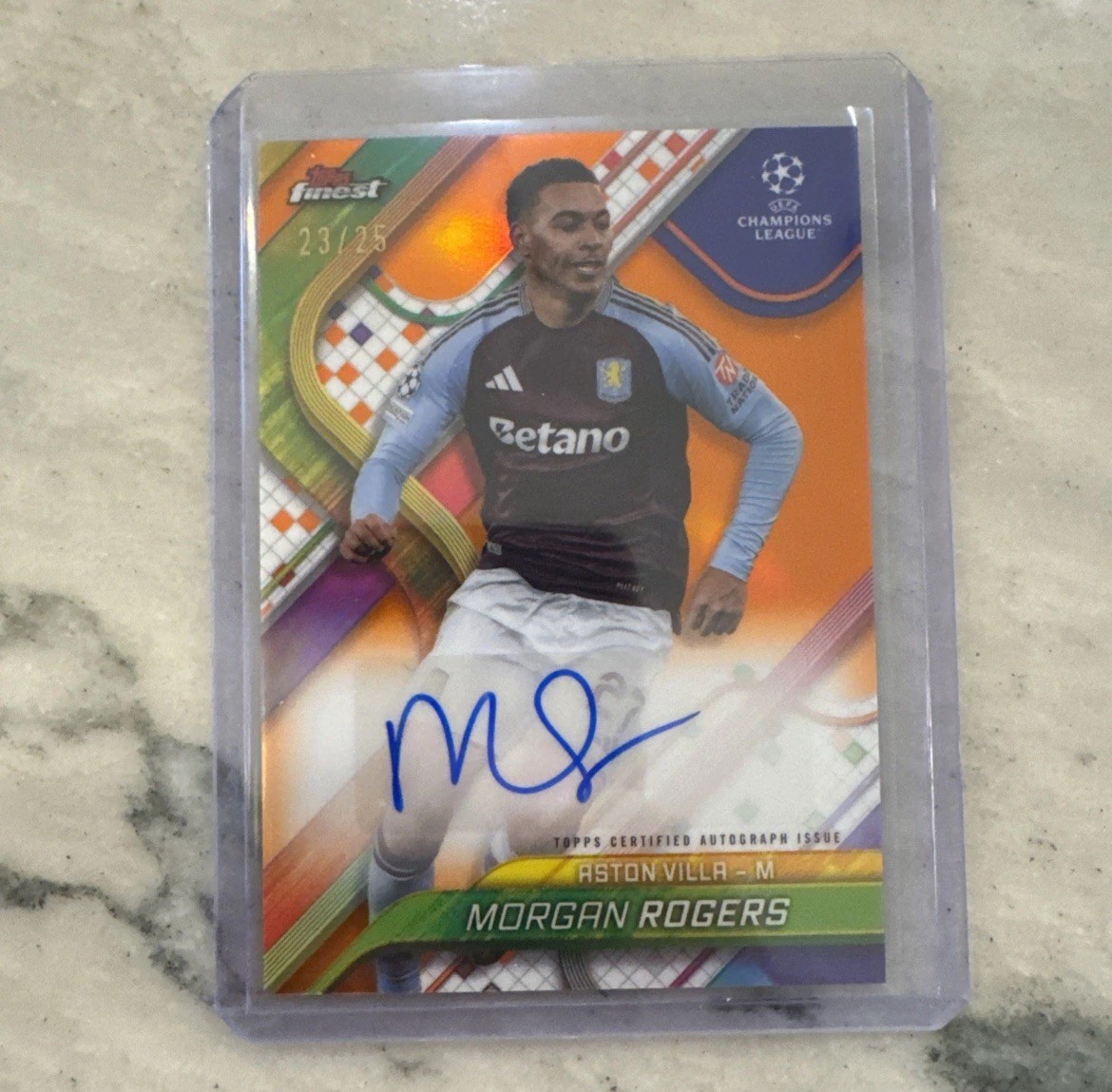2024-25 Topps Finest UCC Morgan Rogers Auto Orange Refractor /25 Aston Villa  for sale on Ebay