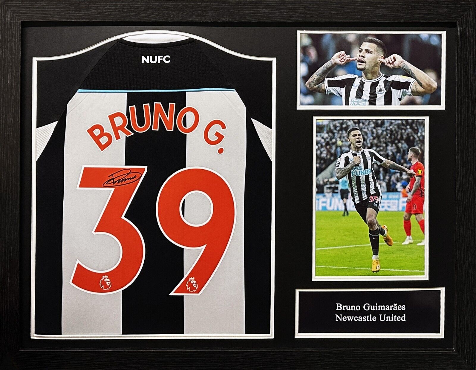 FRAMED BRUNO GUIMARAES SIGNED NEWCASTLE UNITED 21/22 FOOTBALL SHIRT PROOF & COA for sale on Ebay