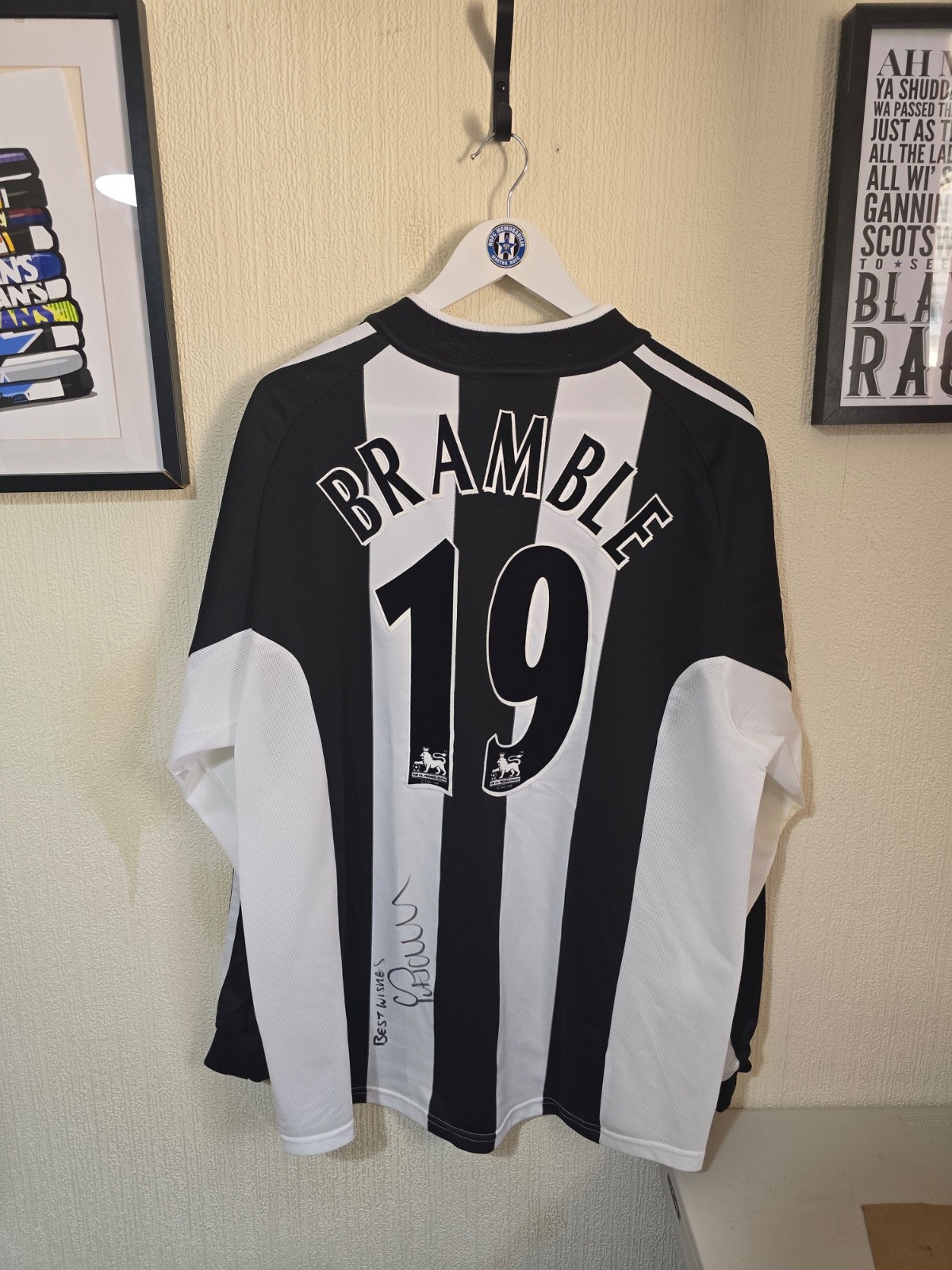Newcastle United 2002/03 Titus Bramble L/S matchworn/SIgned adidas home shirt. for sale on Ebay