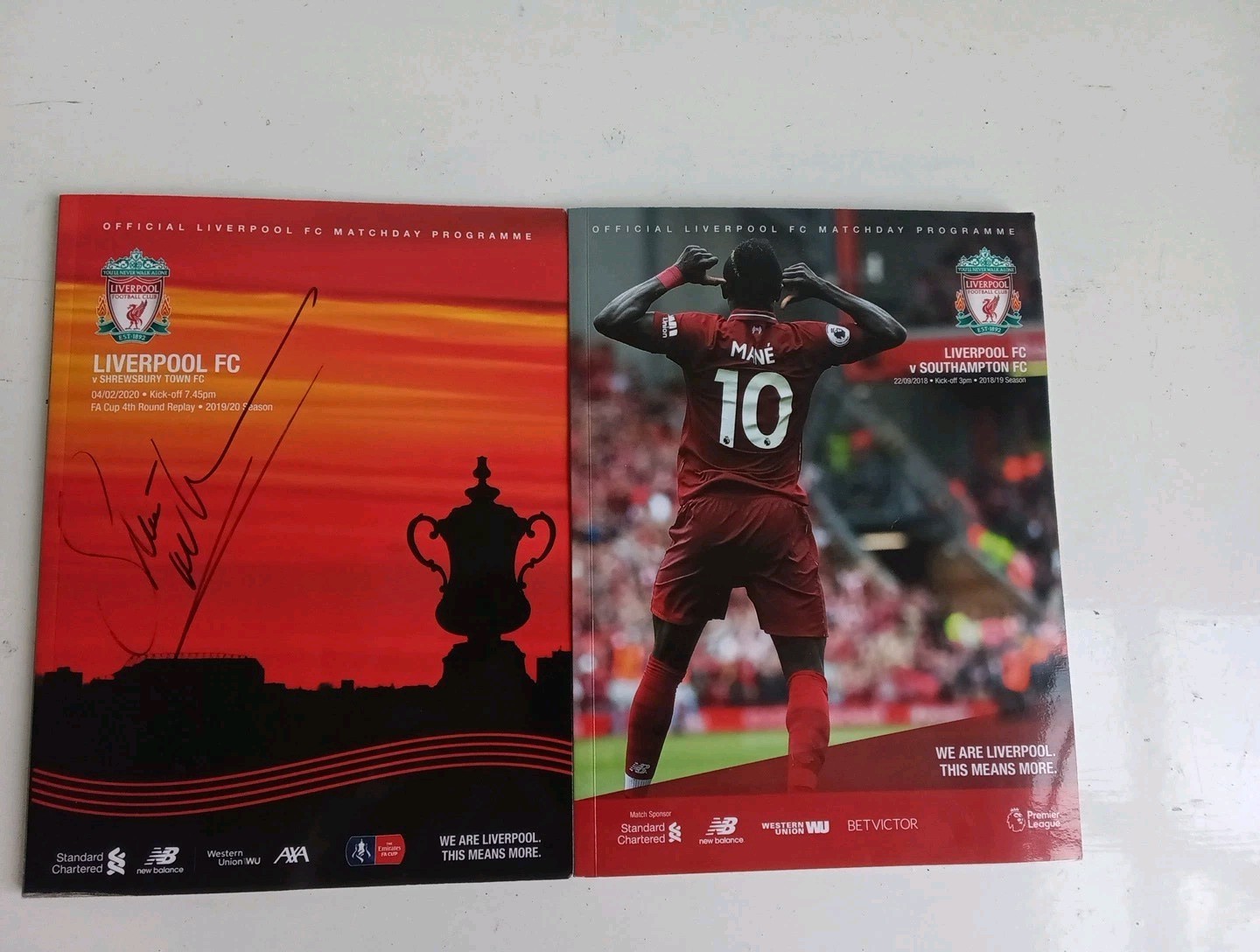 Sadio Mane and Mighty Red Signed Official Liverpool FC Matchday Programmes FO for sale on Ebay