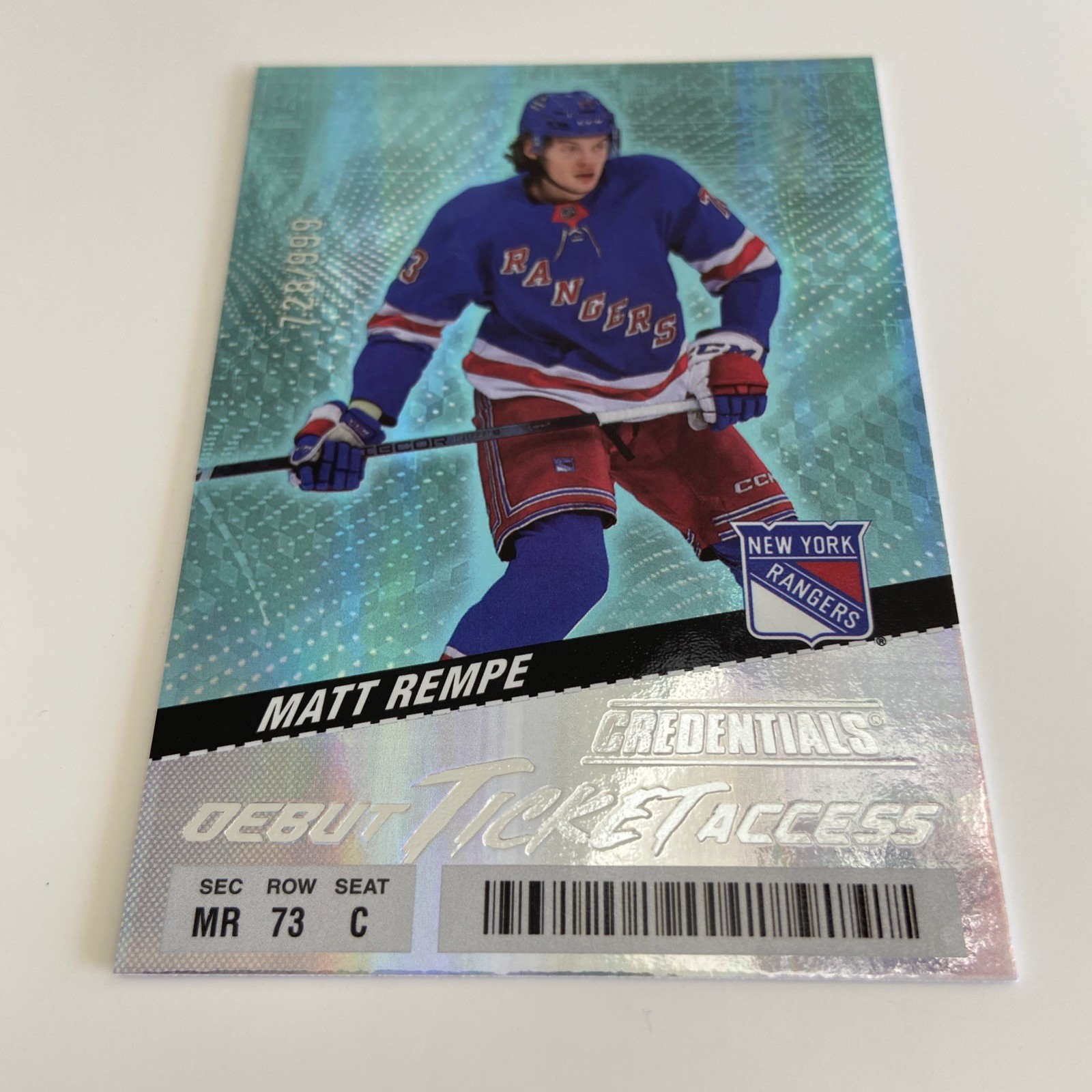 NHL Card - Matte Rempe - Debut Ticket xxx/999 - Credentials 2024-25 - Rangers for sale on Ebay
