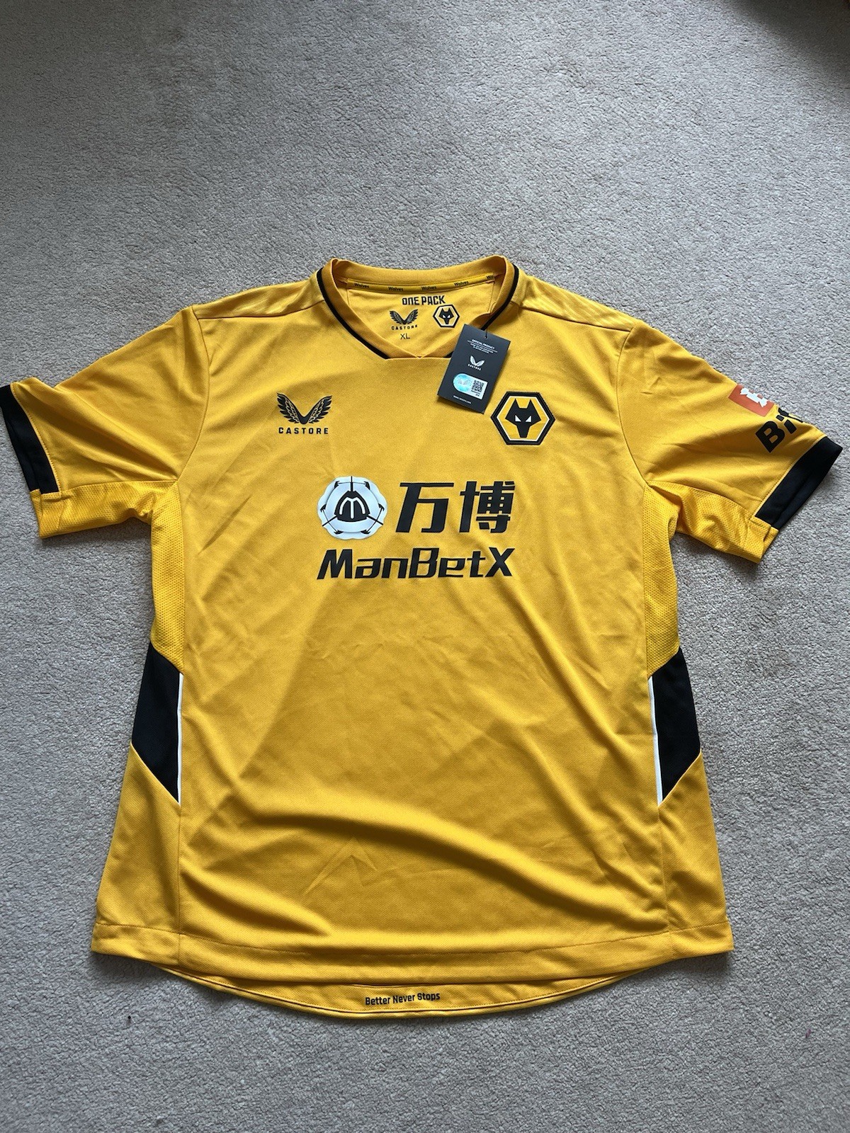 Wolverhampton Wanderers Wolves 2021-22 Home Shirt Extra Large XL Castore for sale on Ebay