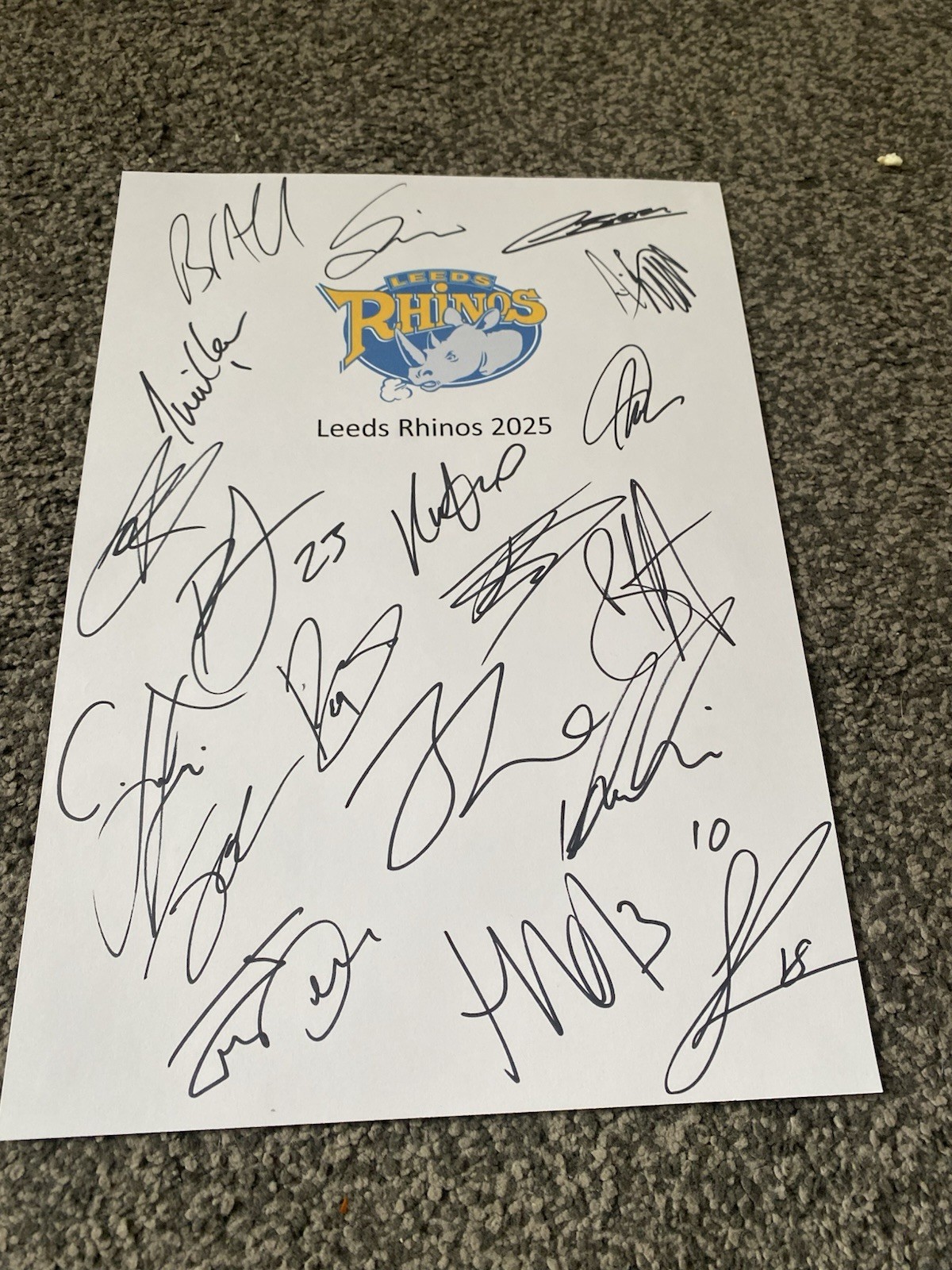 Leeds Rhinos Rugby League 2025 New Squad Sheet Newman Arthur Miller for sale on Ebay