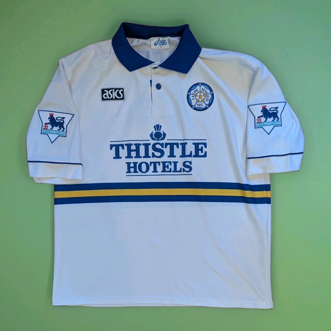 Leeds United Home Shirt 1993 1994 1995 XL Speed Asics Authentic Soccer Jersey  for sale on Ebay