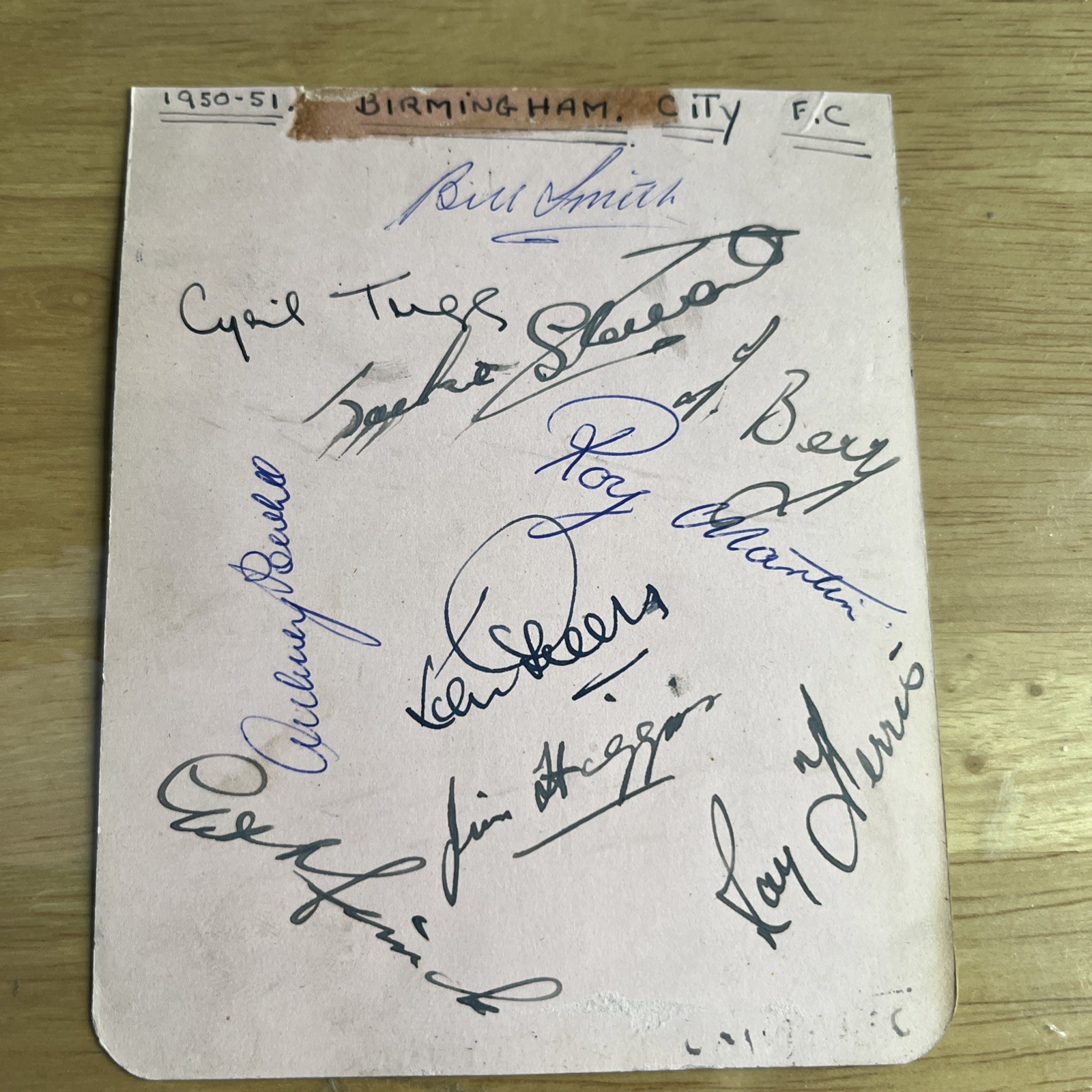 Birmingham City And Sunderland Autographed Album Page 1950/51 for sale on Ebay