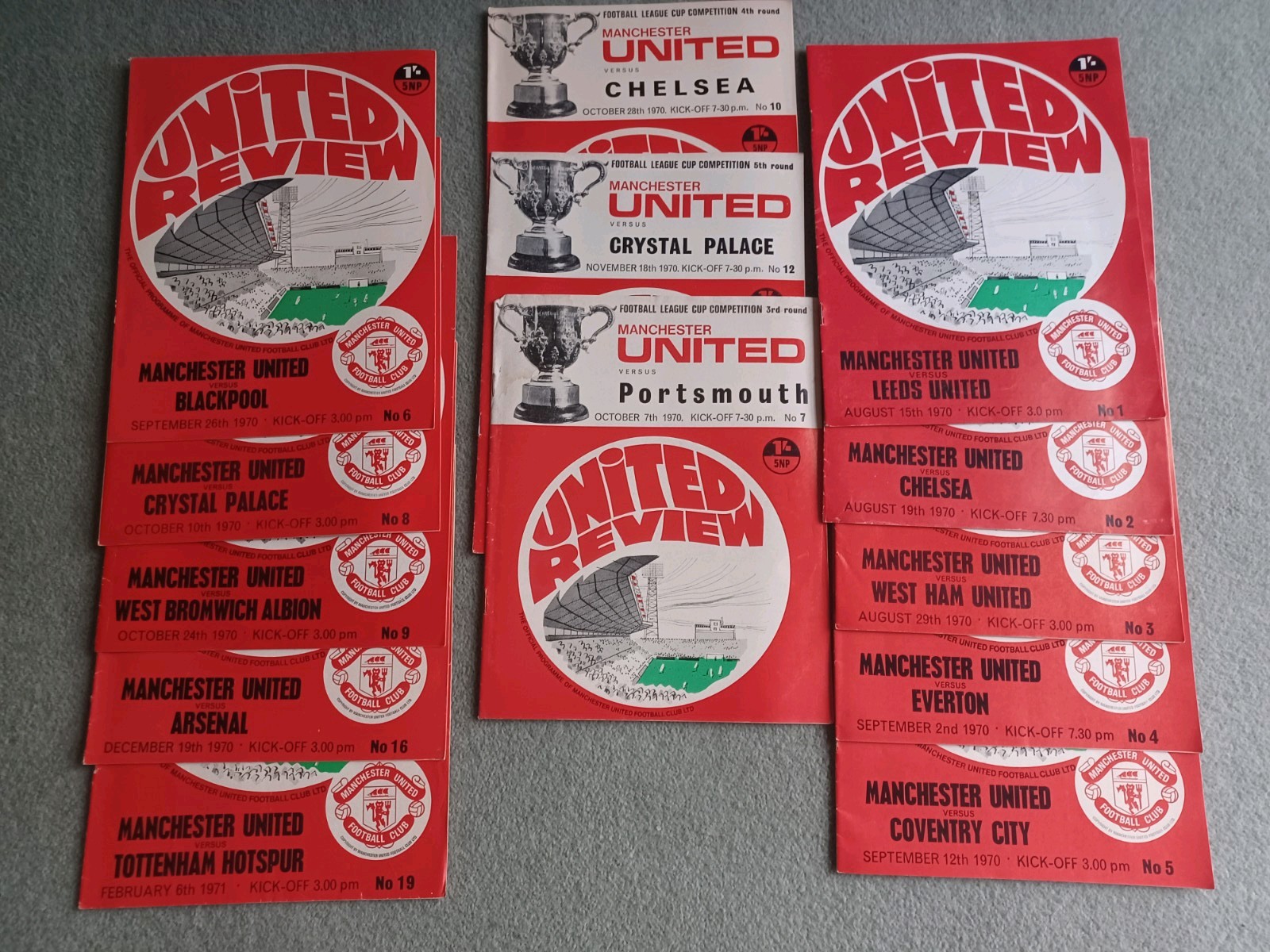 13 Manchester United Home Football Programmes 1970/71 for sale on Ebay
