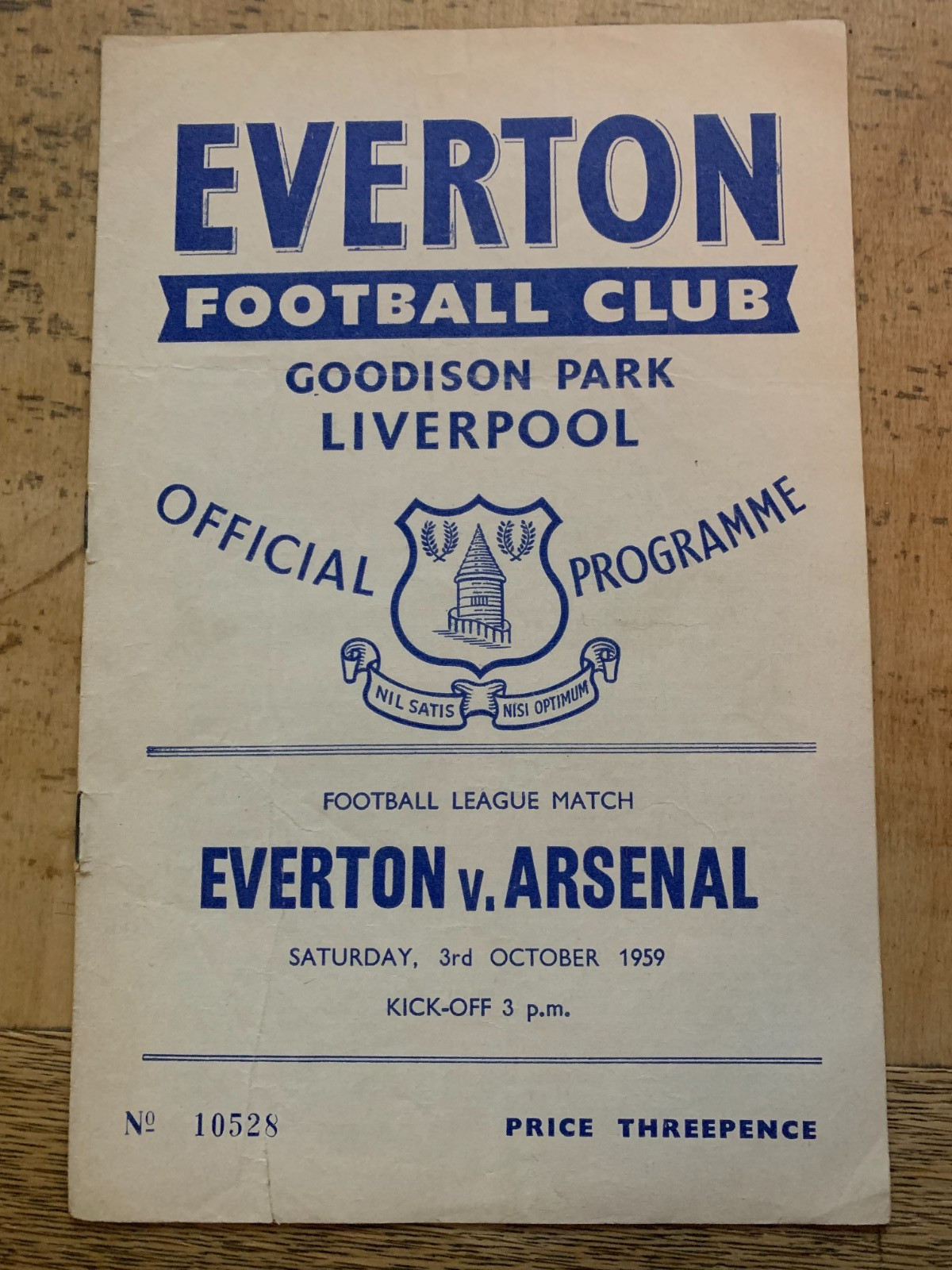 Everton v Arsenal 1959/60 for sale on Ebay