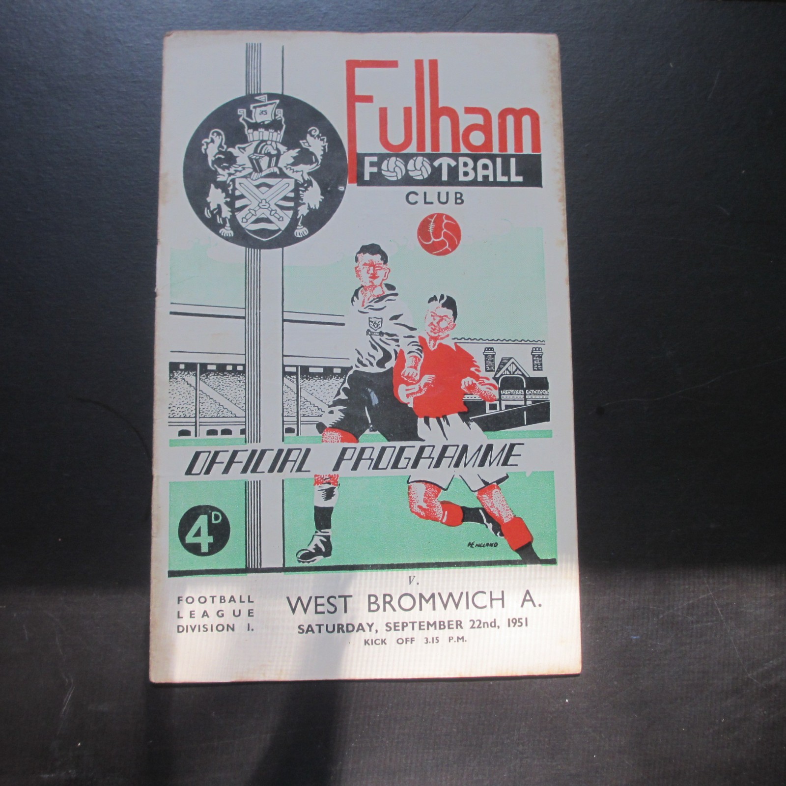 Fulham v West Brom Div 1 1951/2 for sale on Ebay
