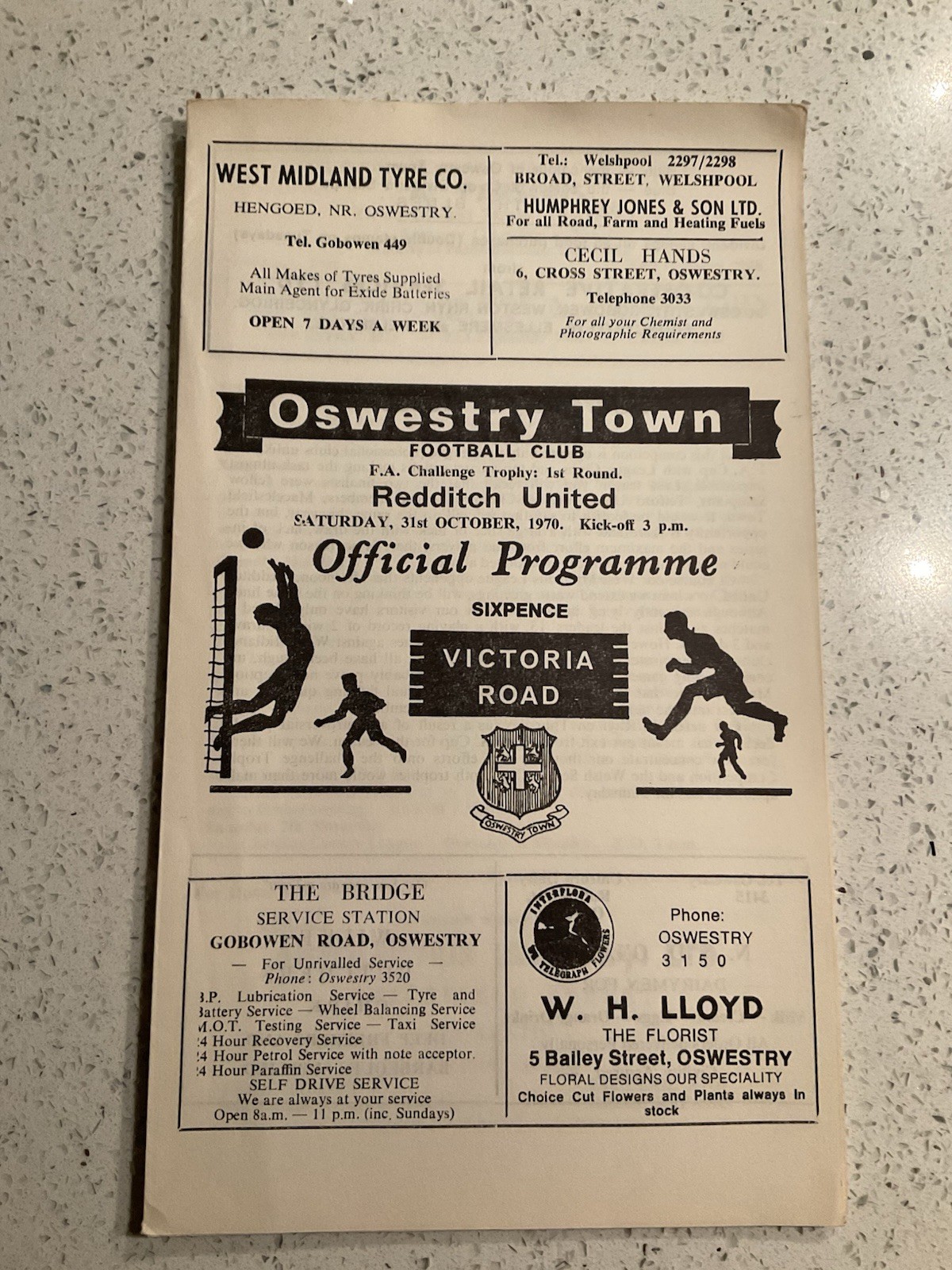 Oswestry Town v Redditch United 31st Oct 1970 FA Trophy  for sale on Ebay