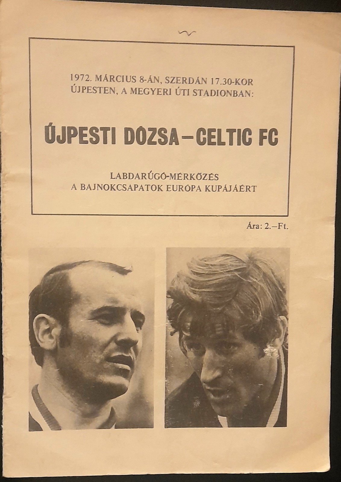 1971-72 Ujpesti  Dozsa v Glasgow Celtic European Cup Rare Programme for sale on Ebay