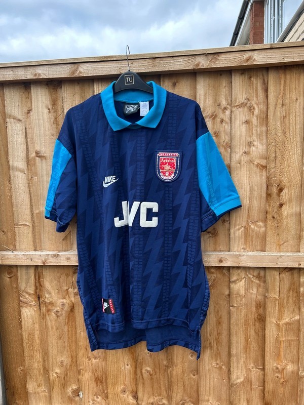 Arsenal 1994-95 Nike Retro Vintage Rare JVC Away Shirt Short Sleeve top - Large for sale on Ebay