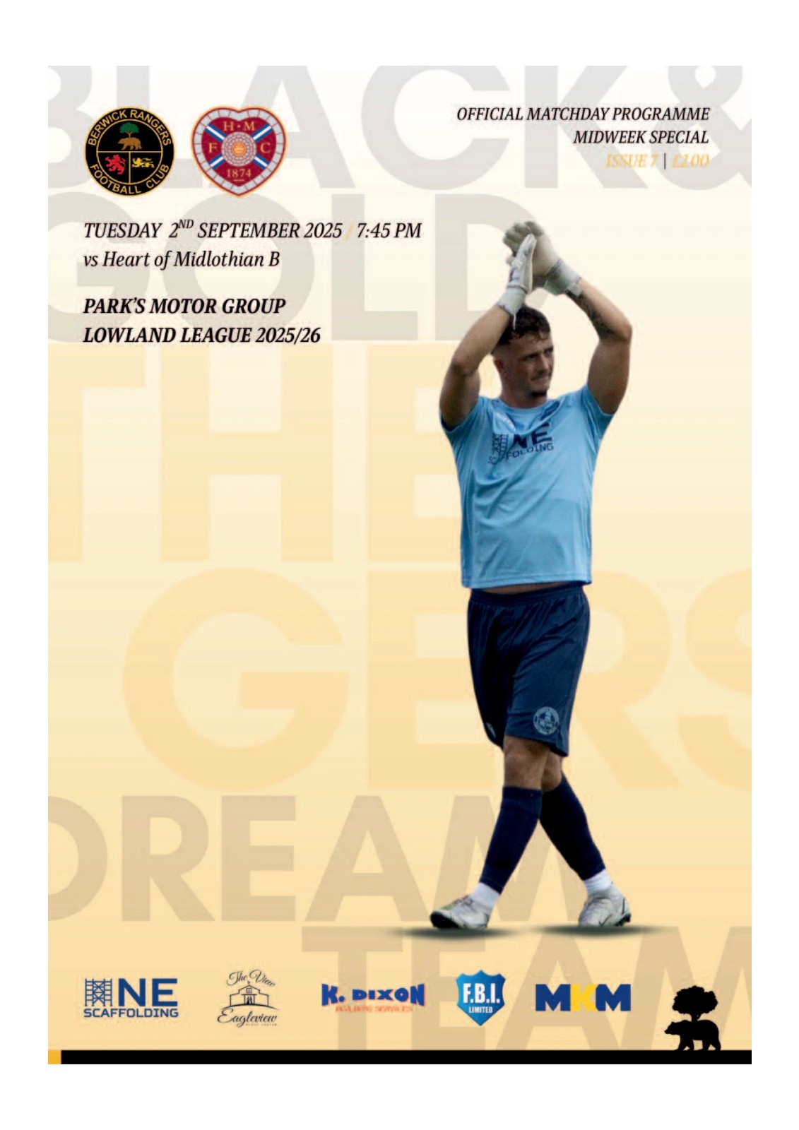 Berwick Rangers v Heart of Midlothian B Tuesday 2nd September 2025 for sale on Ebay