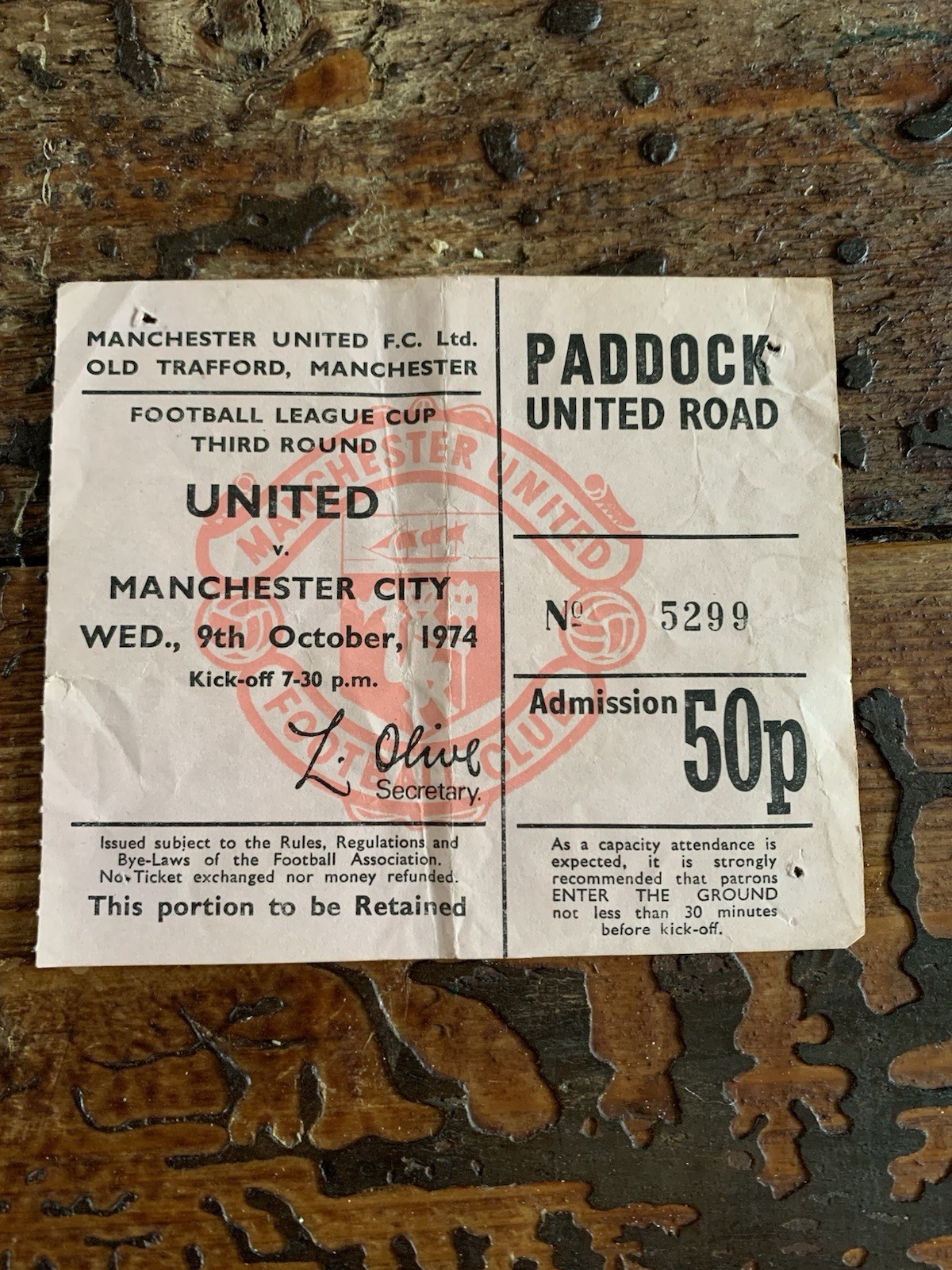 Manchester United V Manchester City 9/10/1974 Ticket Football Tickets for sale on Ebay