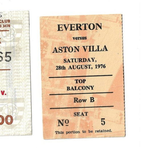 Everton v Aston Villa 1976/77 TICKET for sale on Ebay