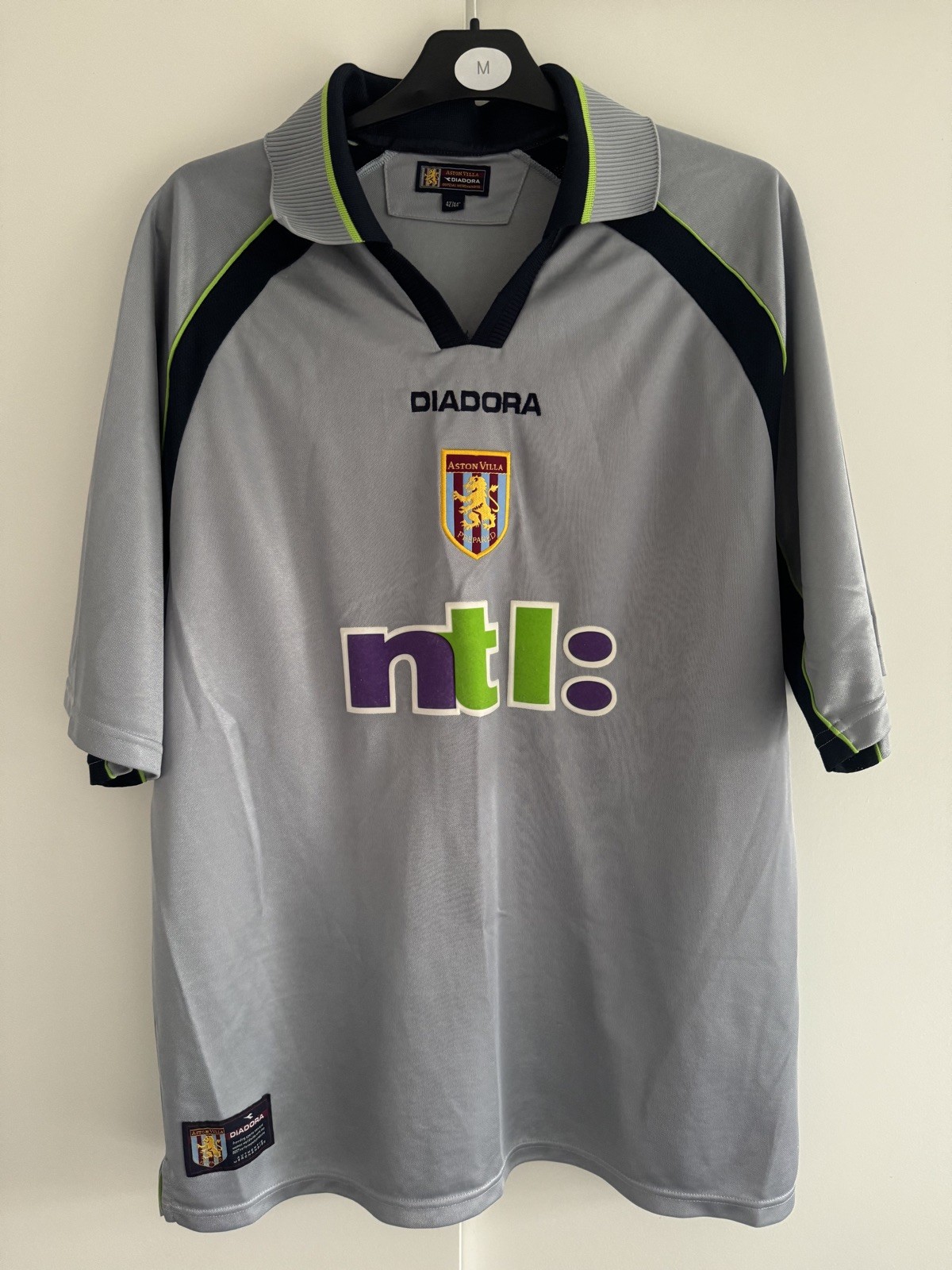 ASTON VILLA FOOTBALL AWAY SHIRT DIADORA NTL 2001/2 42”/44” for sale on Ebay