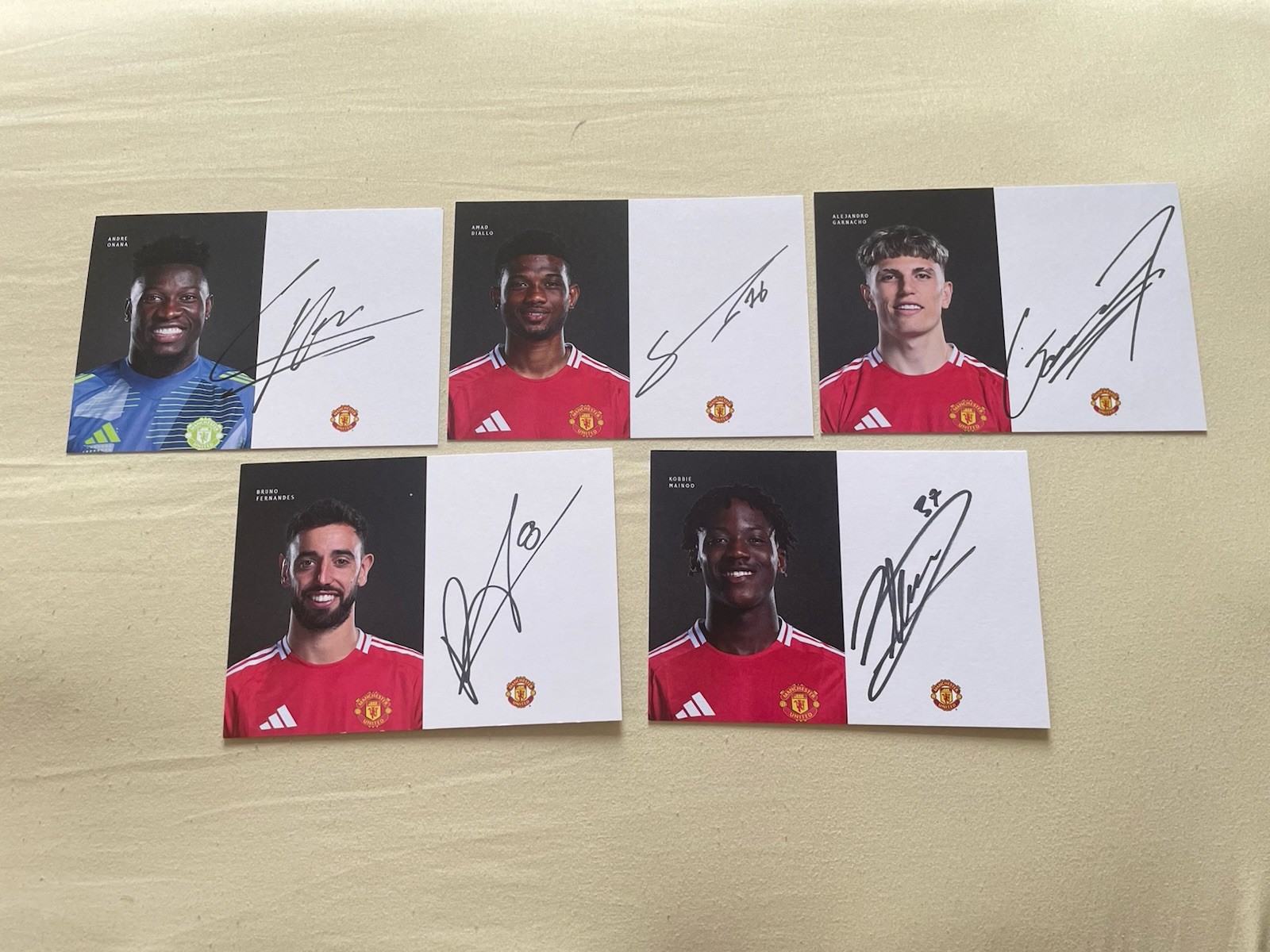 Manchester United Hand Signed 24/25 club cards official Garnacho x 5 Cards!!! for sale on Ebay