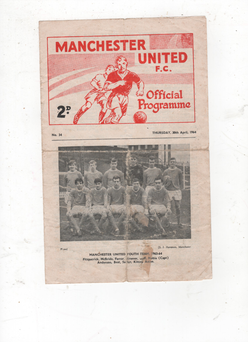 MANCHESTER UNITED v SWINDON TOWN (YOUTH CUP FINAL--2nd Leg) 1963/64 for sale on Ebay