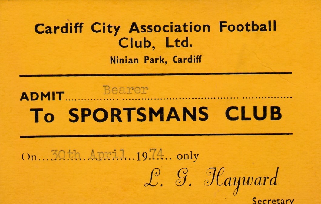 CARDIFF CITY V CRYSTAL PALACE 30/4/1974 D2  USED TICKET for sale on Ebay