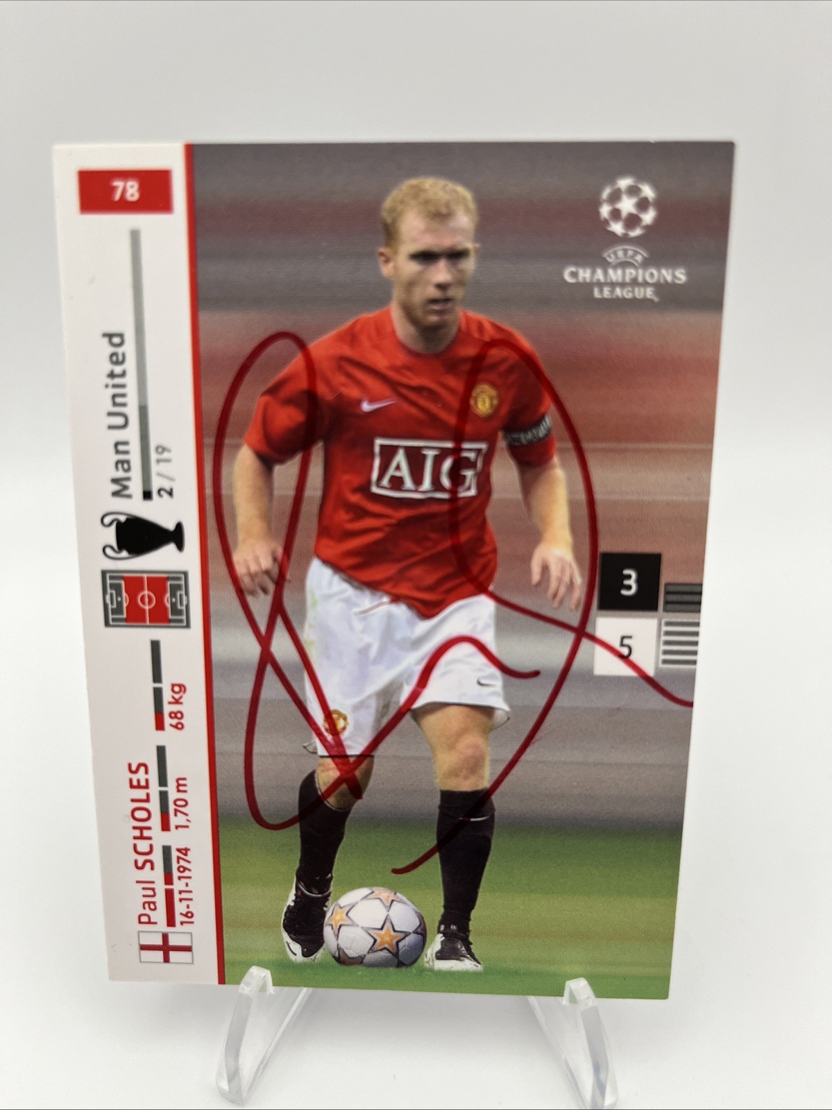 Manchester United Paul Scholes Signed Champions League Card for sale on Ebay