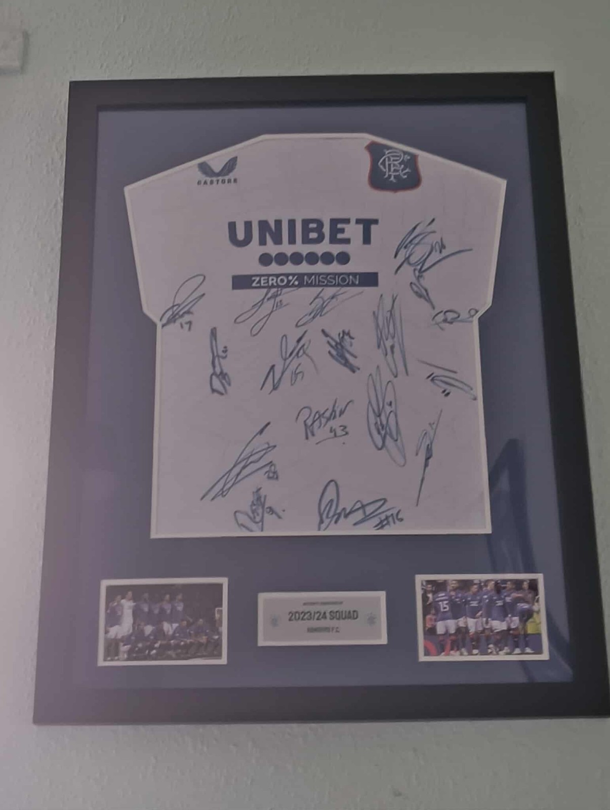 Rangers FC squad signed away shirt 2024-25 with COA and proof for sale on Ebay