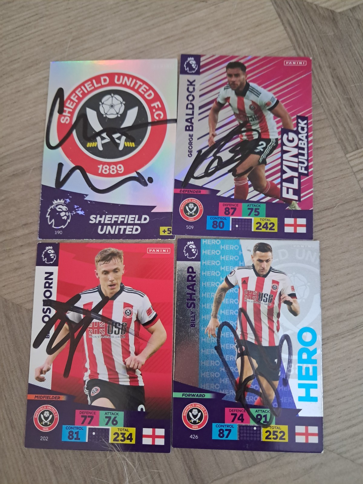 SET OF 4 HAND SIGNED SHEFFIELD UNITED ADRENALYN 2020-21 CARDS for sale on Ebay