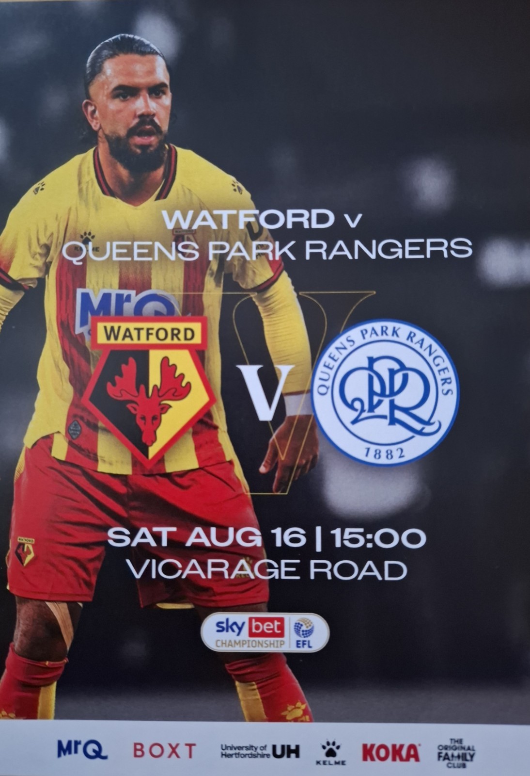 Watford v QPR Programme Squad Sheet  16.08.2025.  for sale on Ebay