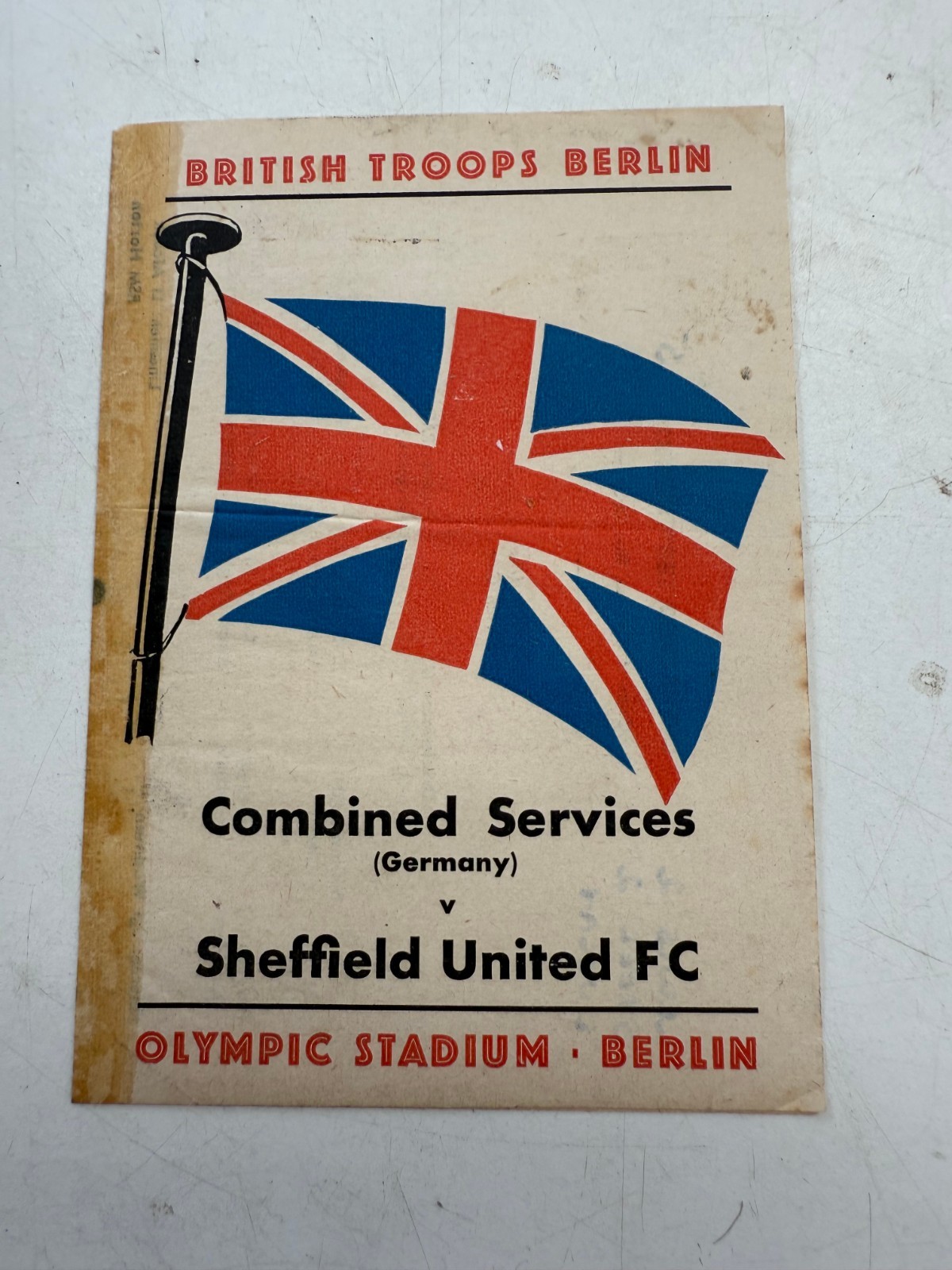 EARLY VINTAGE FOOTBALL PROGRAMME - BRITISH TROOPS BERLIN v SHEFF UTD for sale on Ebay