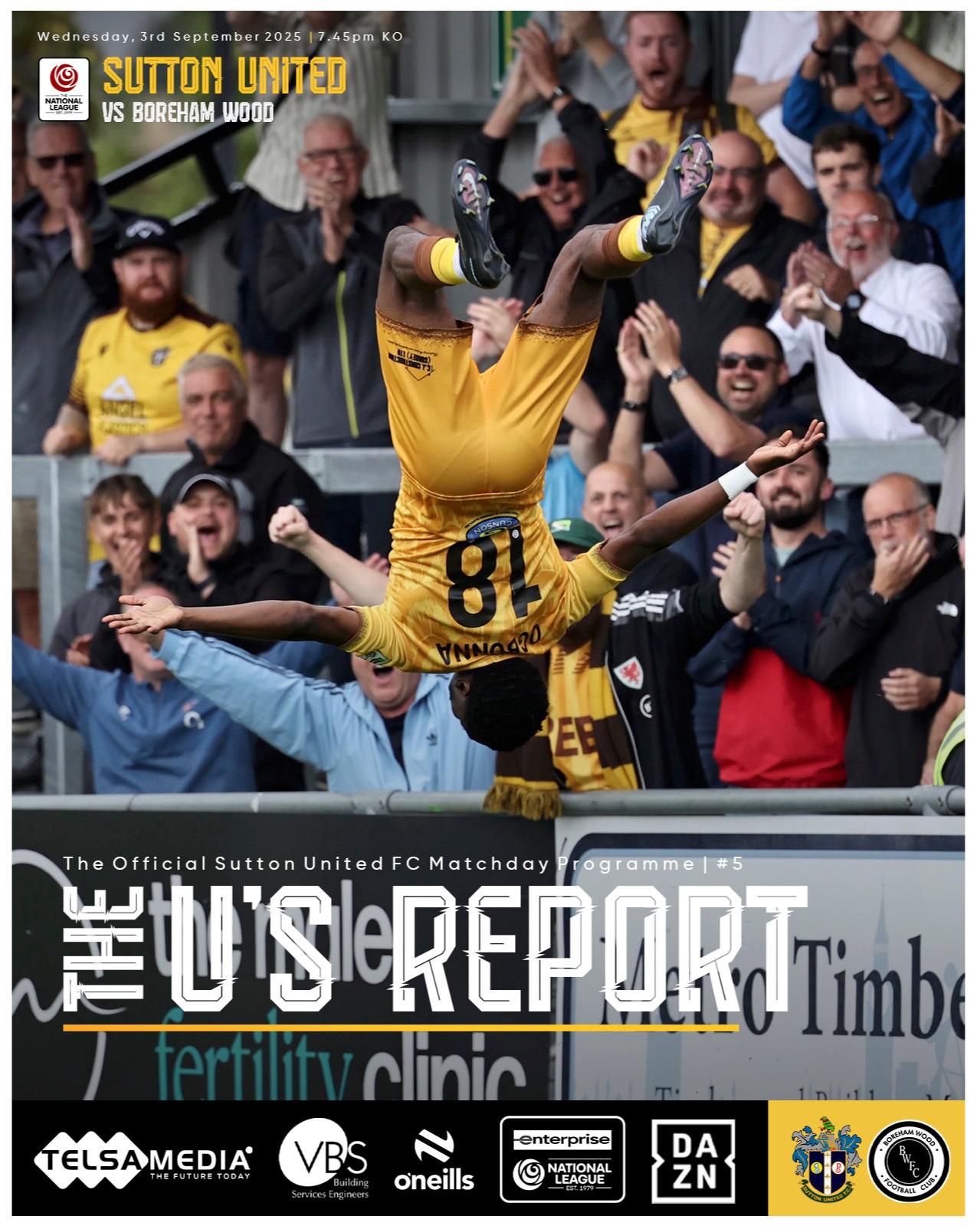 Sutton United v Boreham Wood Wednesday 3rd September 2025 for sale on Ebay