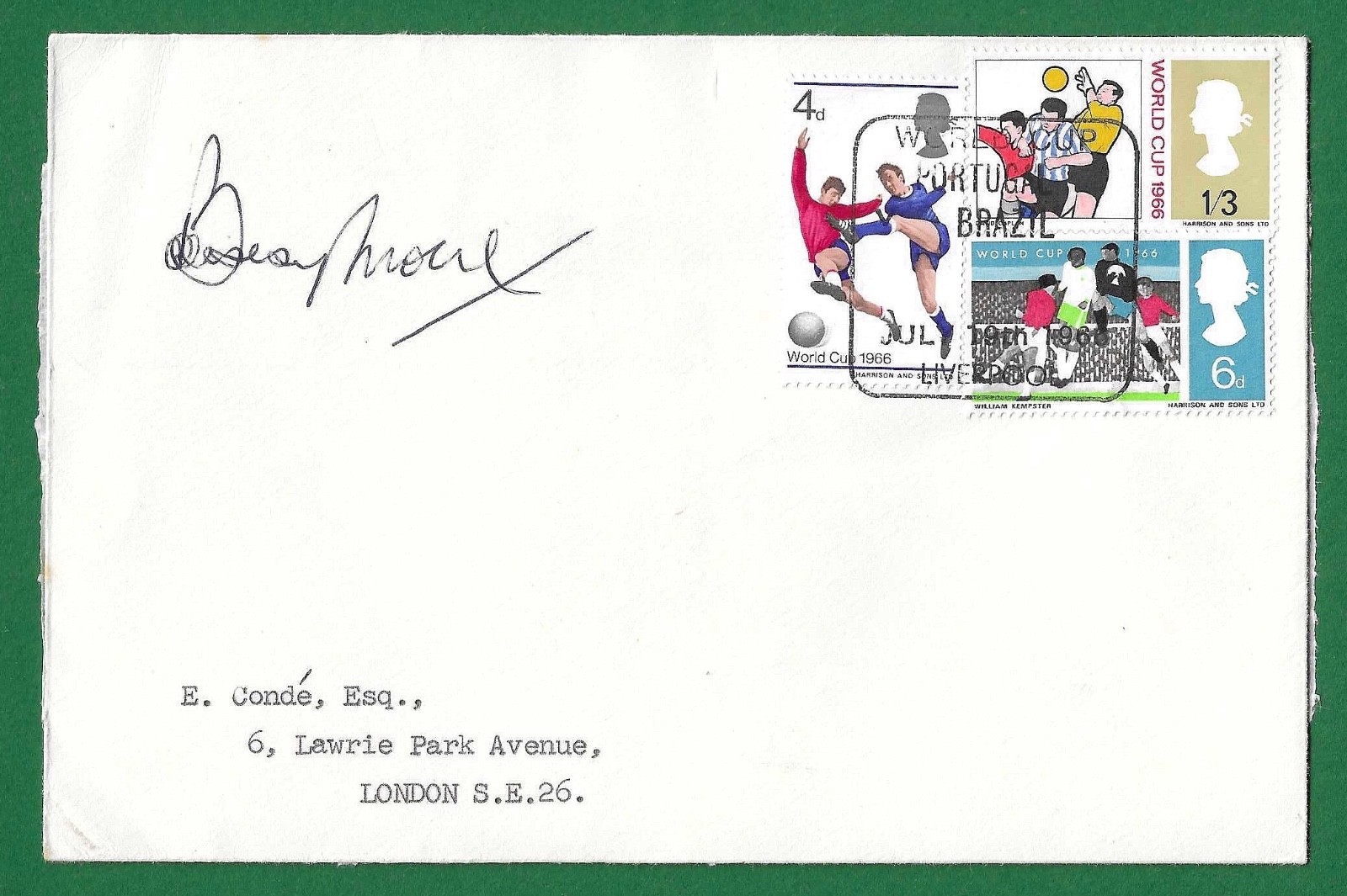 1966 FOOTBALL WORLD CUP, BOBBY MOORE SIGNED FIRST DAY COVER, WEST HAM & ENGLAND. for sale on Ebay