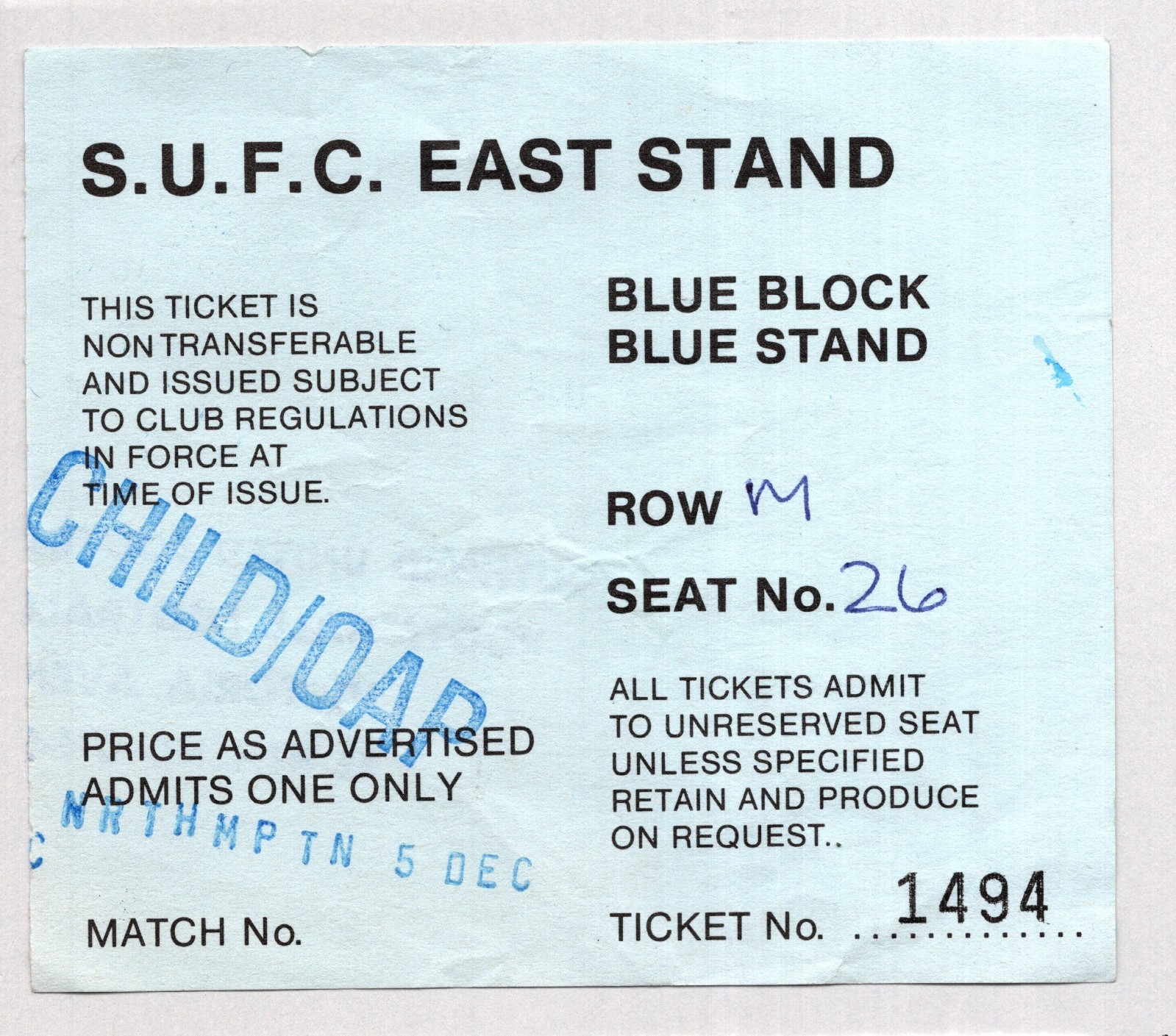 Southend United v Northampton Town 1986-1987 FA Cup Match Ticket 05/12/1986 for sale on Ebay