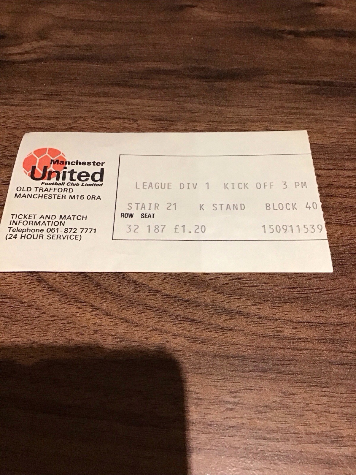 Manchester United Ticket Stub 76/77 With Missing Opponent (division 1) for sale on Ebay