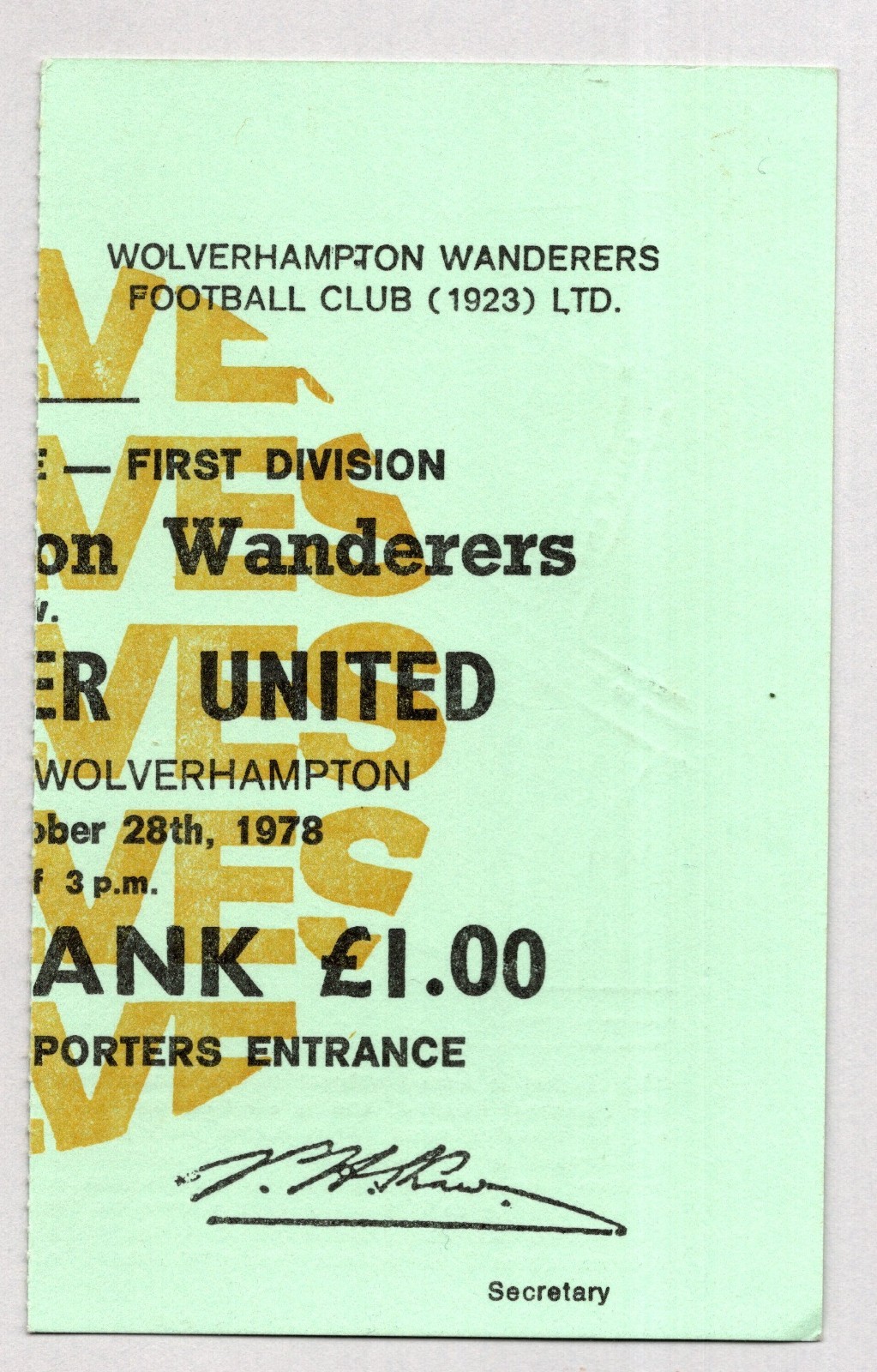 Wolverhampton Wanderers v Manchester United 1978-1979 Division One 28/10/1978 for sale on Ebay